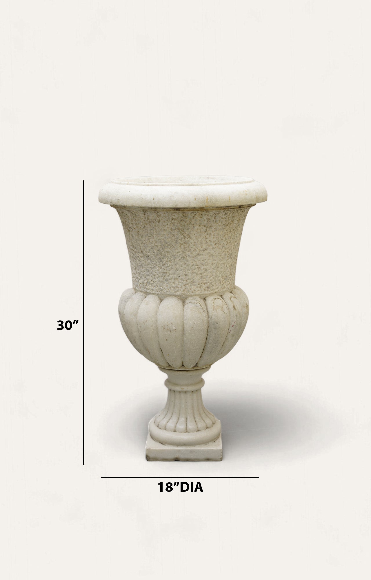 Large 19th century carved white marble garden urn_size