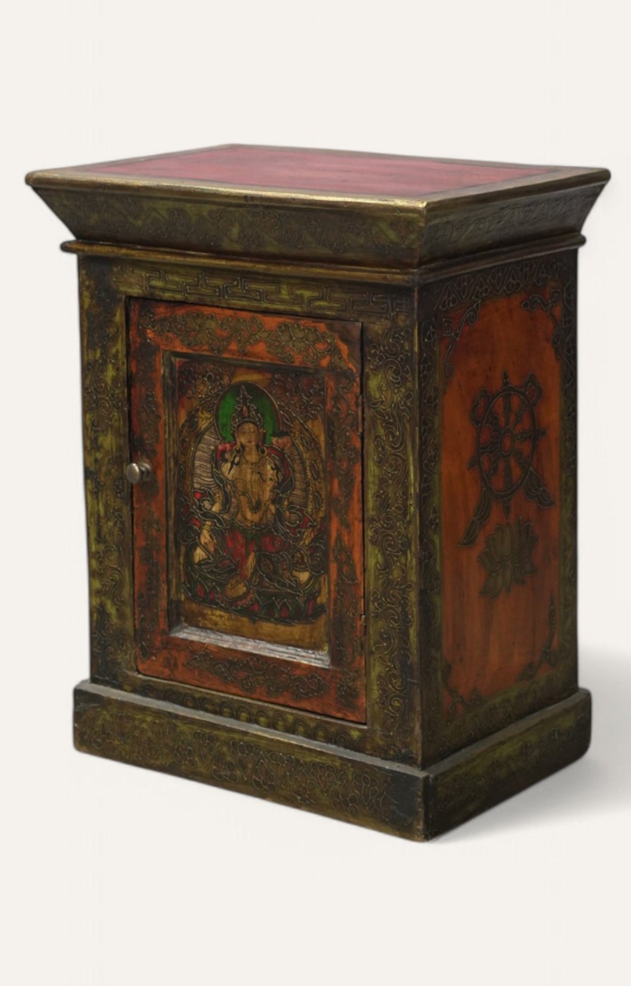 Lord Krishna Hand-Painted Vintage Cabinet