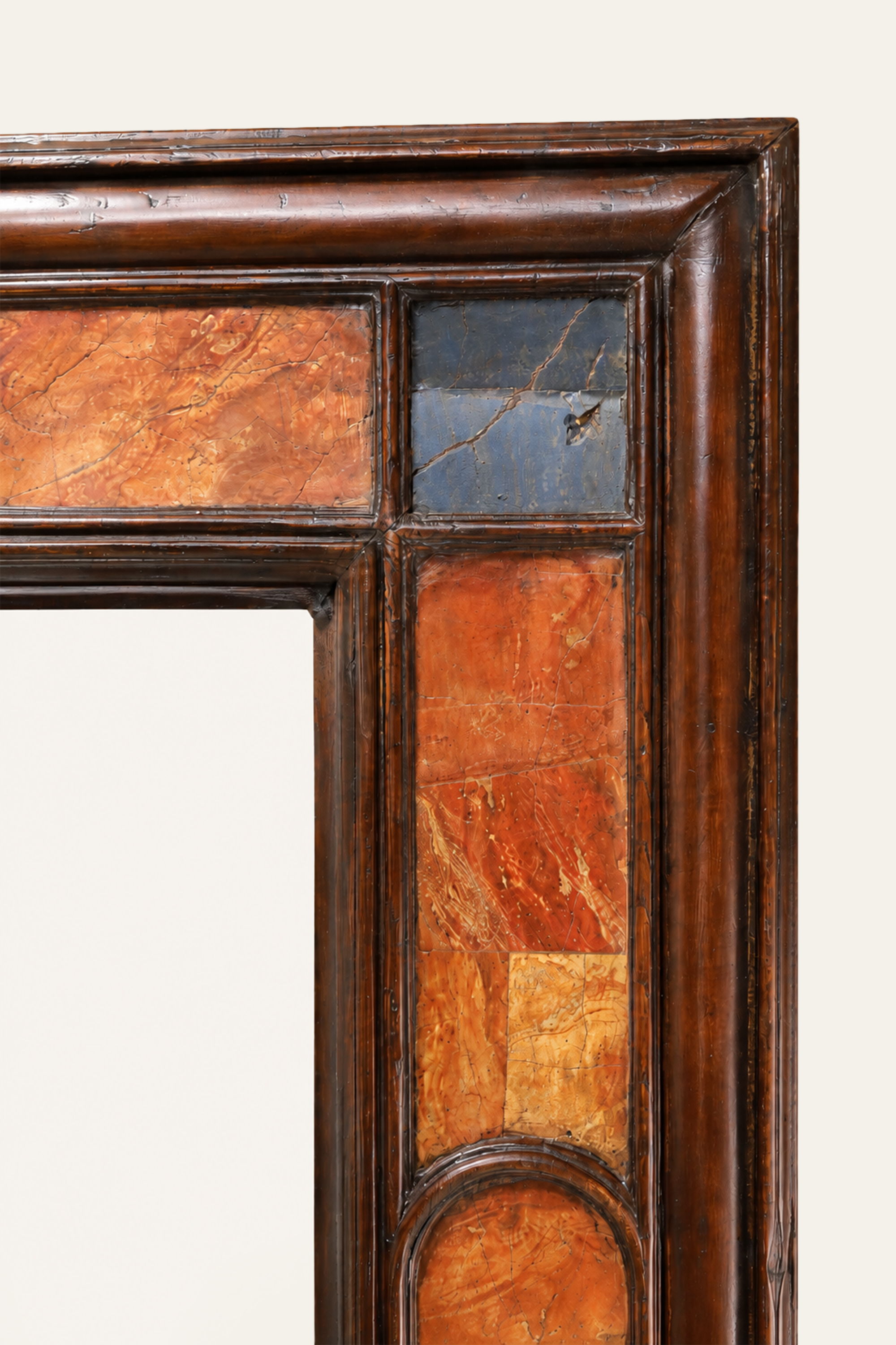 Rectangular Semi-Precious Inlaid Cushion Framed Wall Mirror