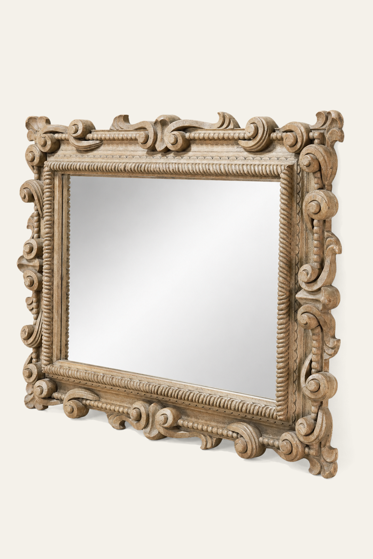 Baroque Style Carved Scroll Wall Mirror for Entryway Walls