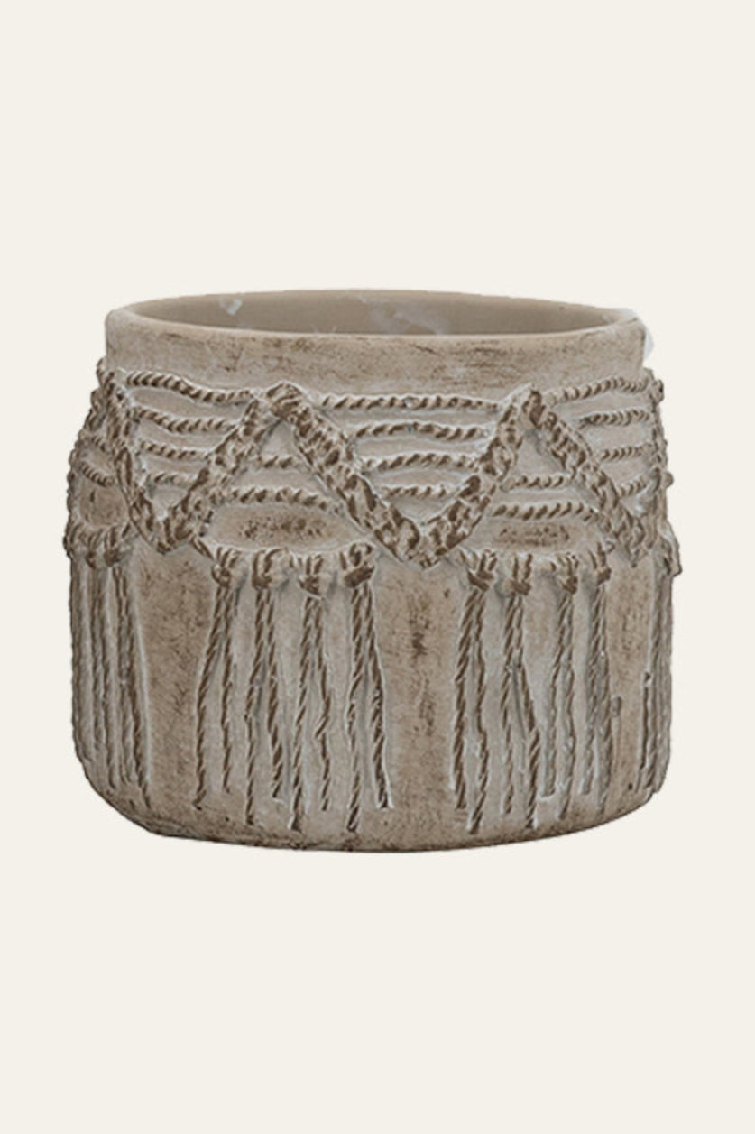 Macrame Tussel Cement Planter