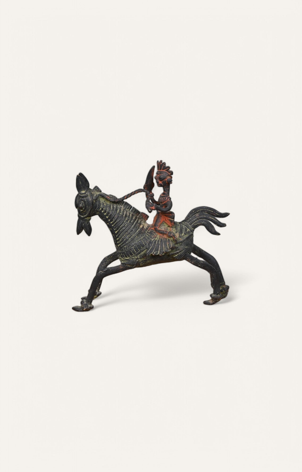 Man on Horse Brass Sculpture
