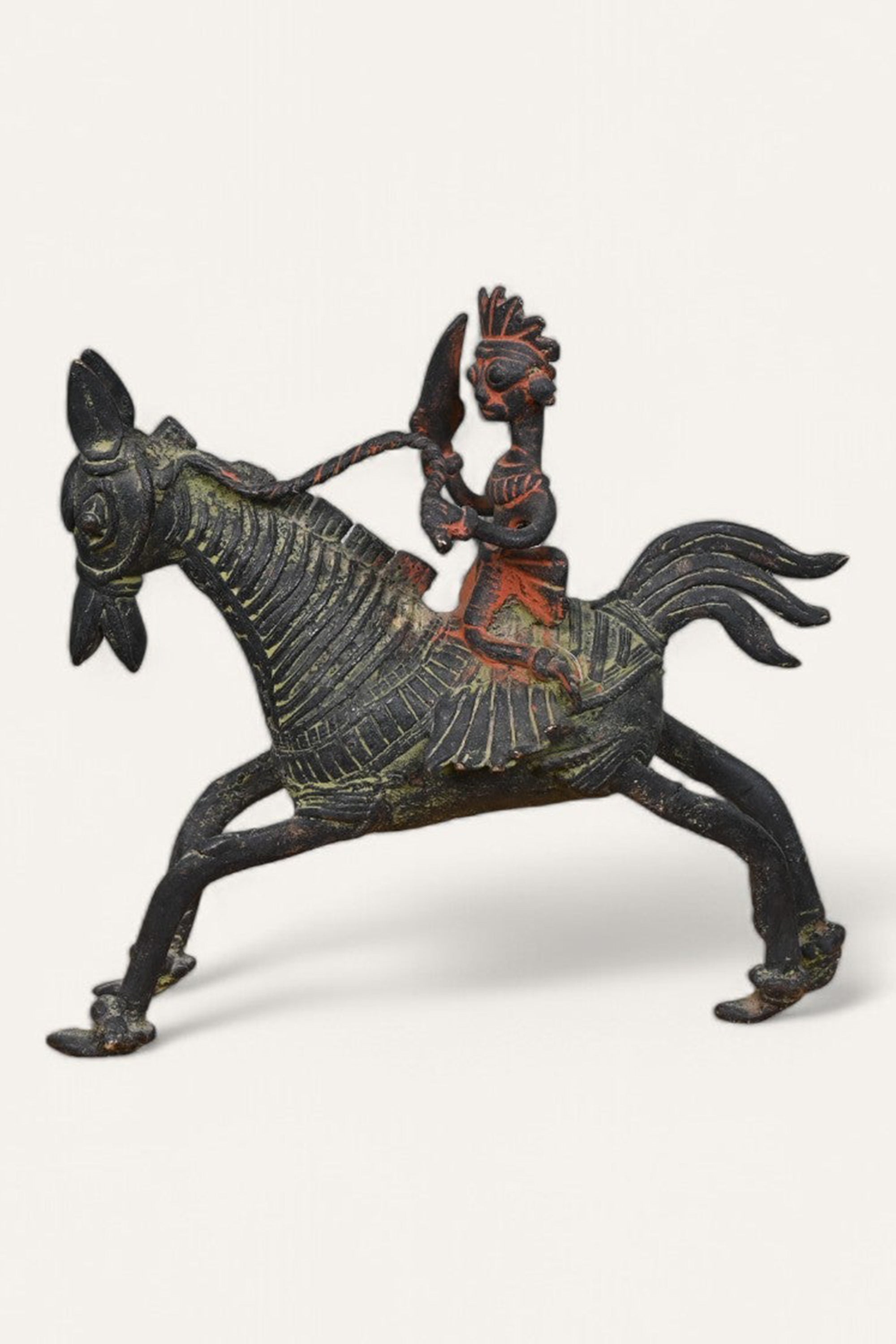 Man on Horse Vintage Brass Sculpture
