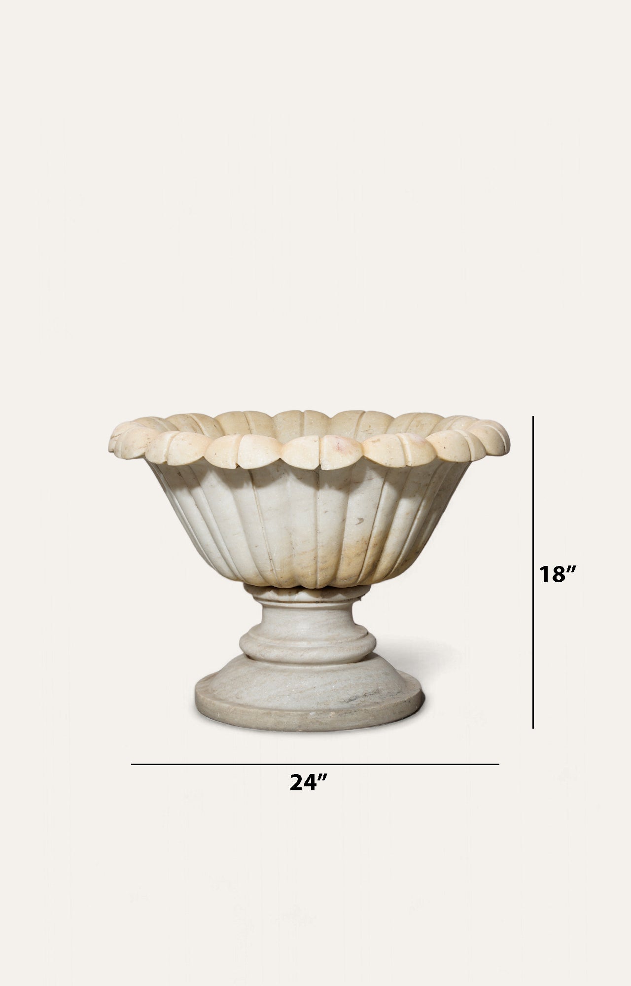 Marble Lotus Long Leaf Urn_size