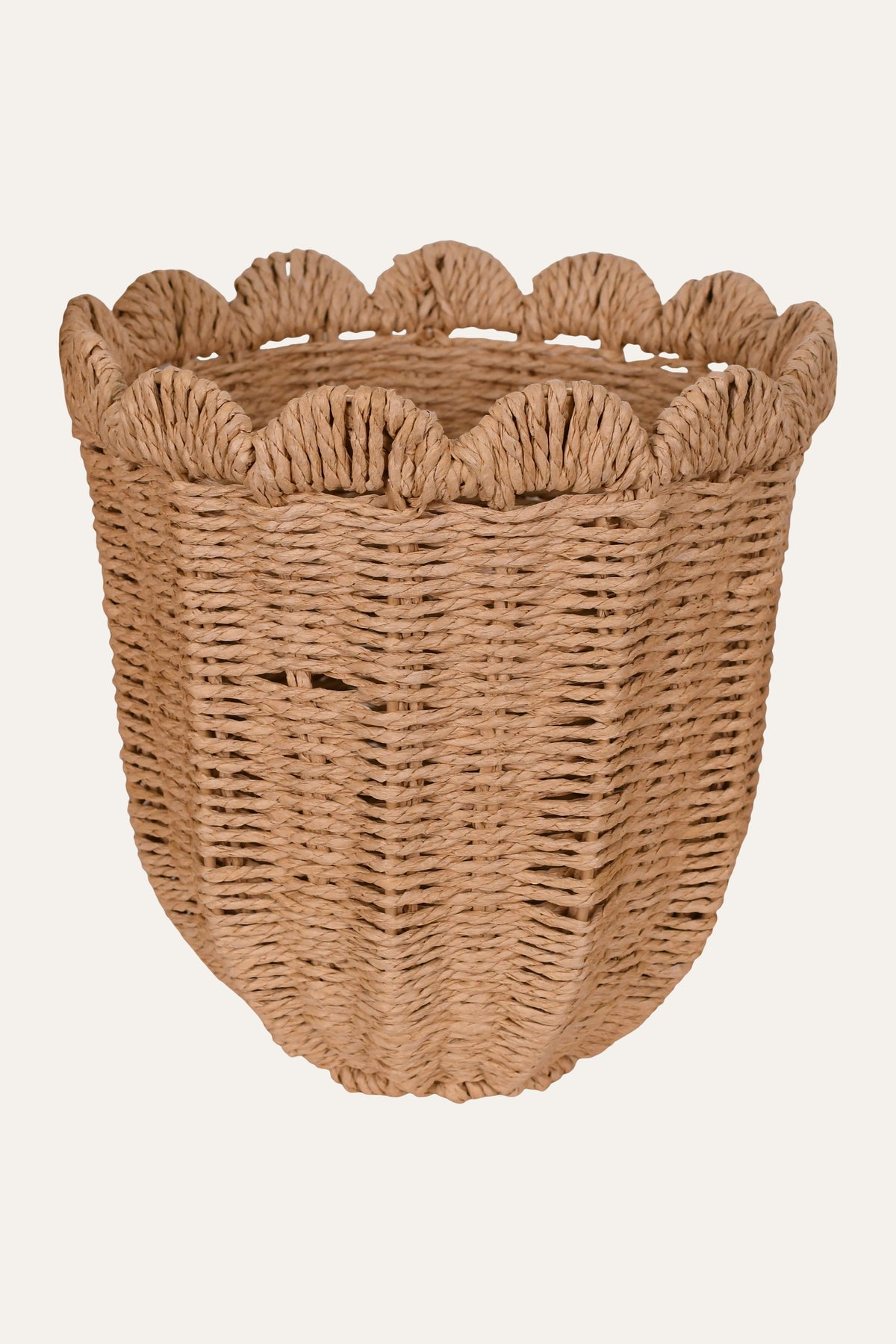 Medium Woven Planter - Scalloped Rim Decorative Basket