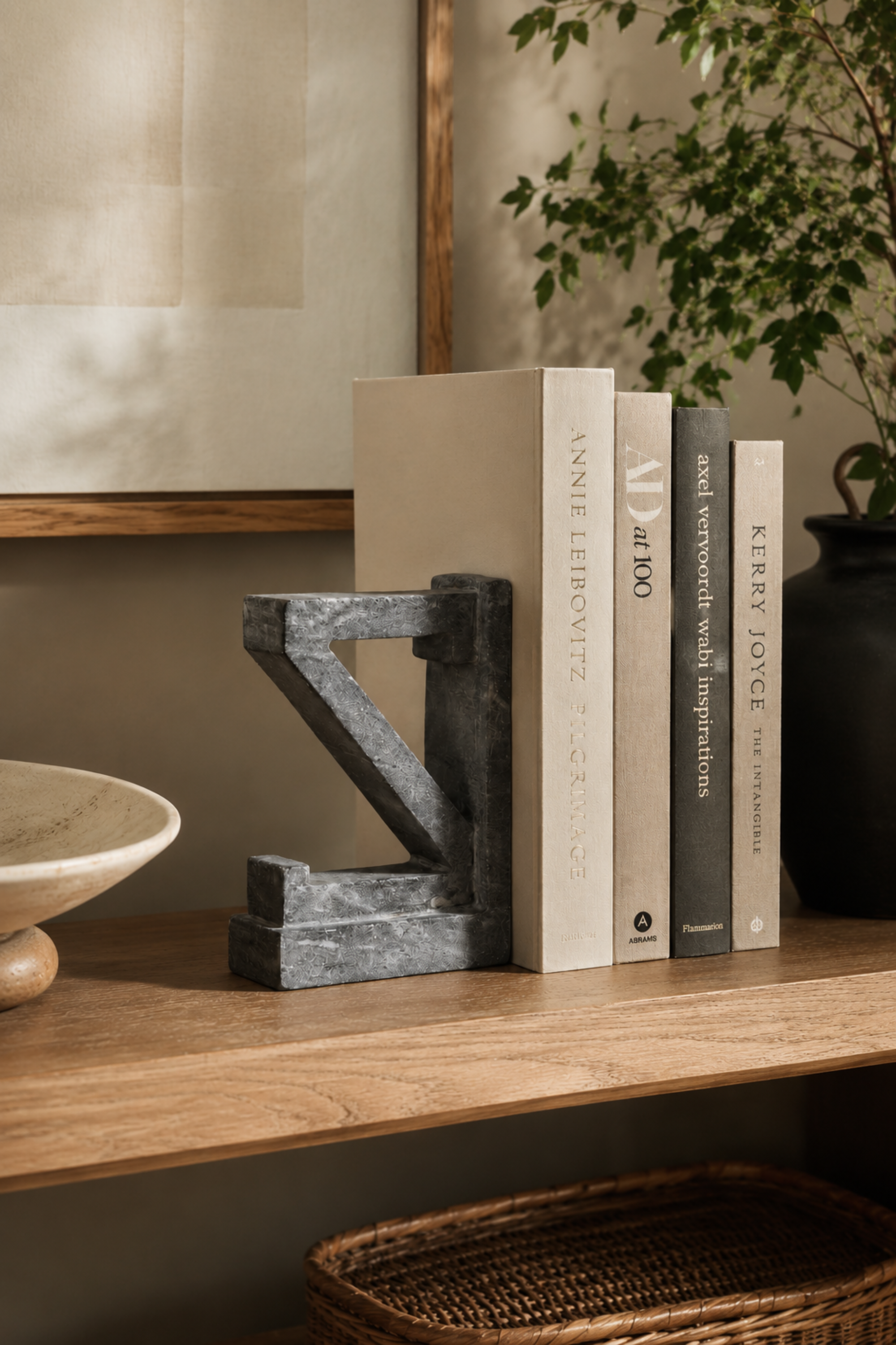 Modern Grey Marble Geometric Bookend - Perfect Home Decor Gift