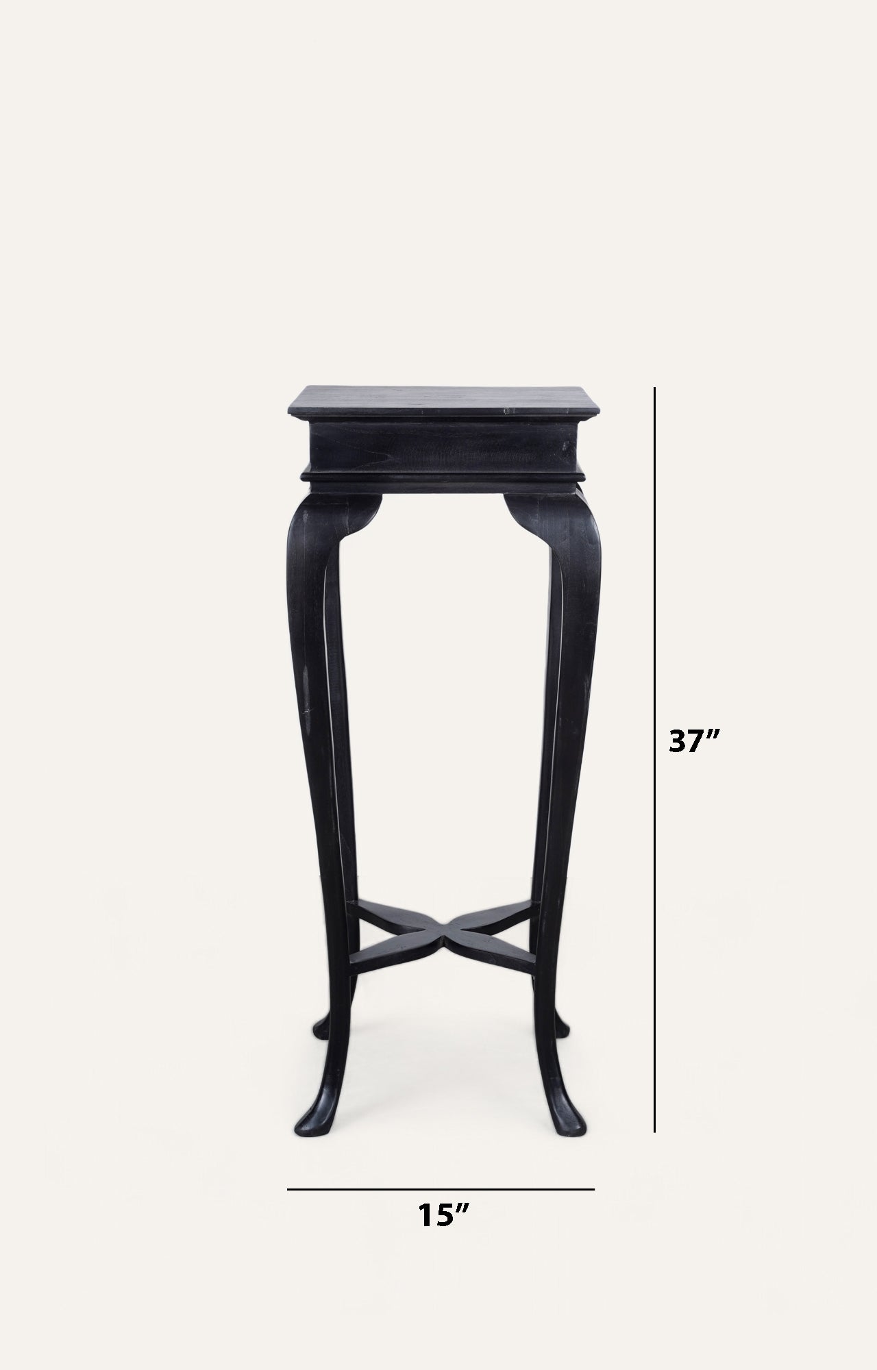 Modern Black Accent Table with Curved Legs_size