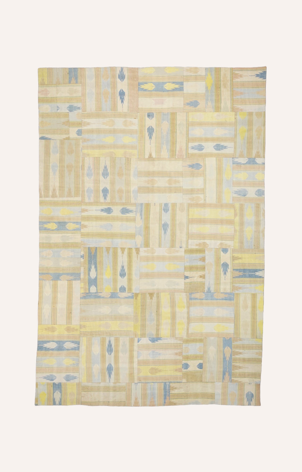 Modern Geometric Patchwork Cotton Rug