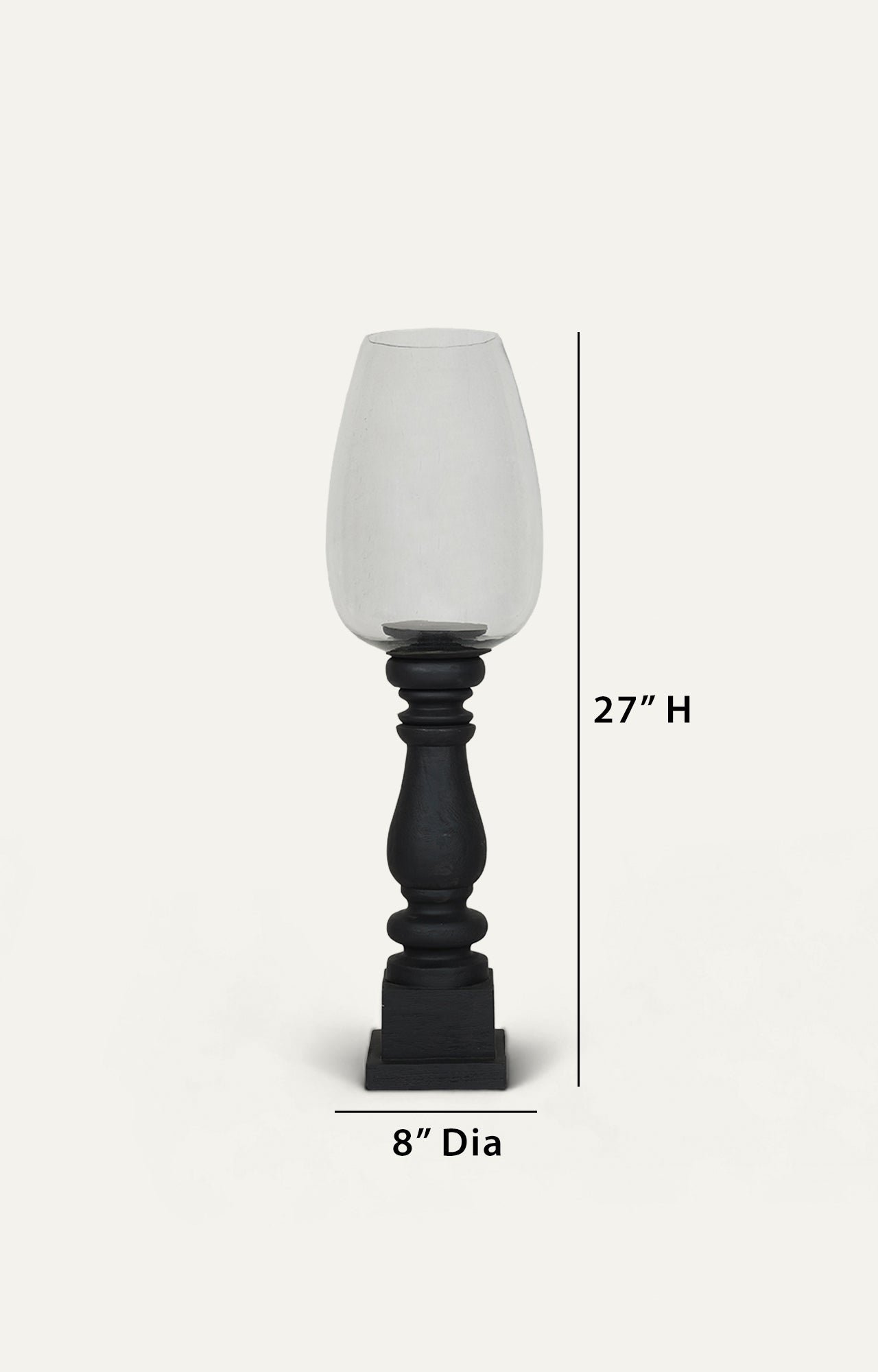 Modern Glass and Wood Candle Holder_size