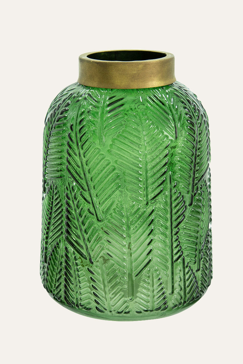 Modern Green Textured Glass Vase