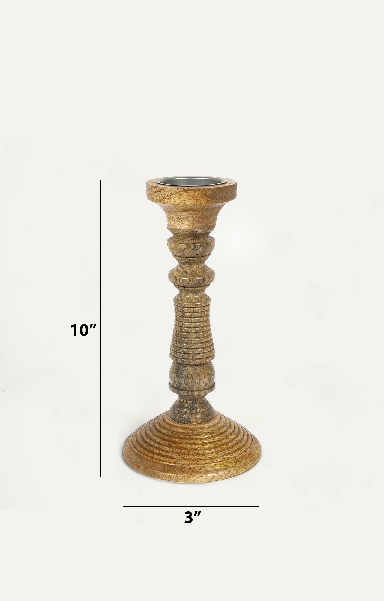 Modern ring angled Wood Candle Stand_size