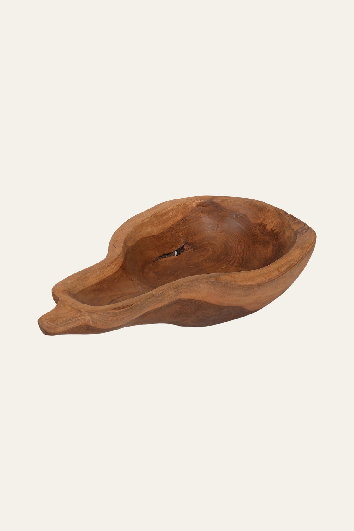 Modern wooden decorative bowl with organic carved design