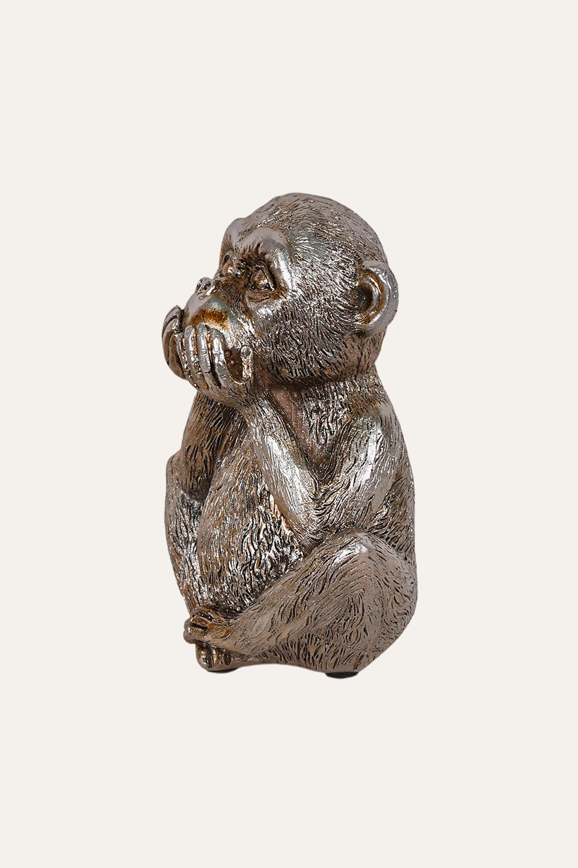 Monkey Sculpture with textured metallic look