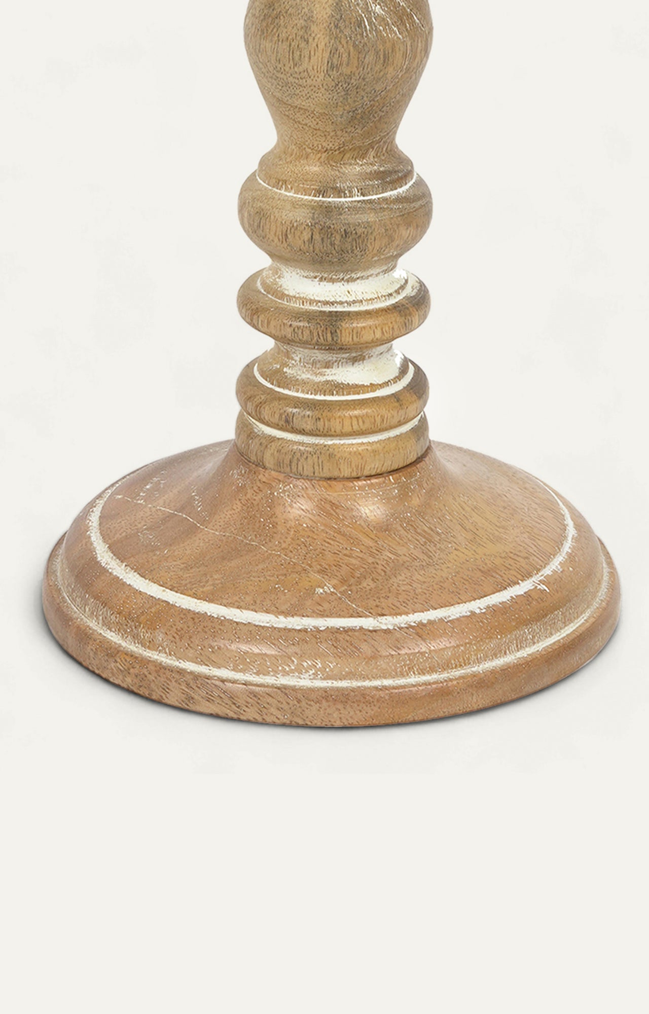 Natural Wood Candle Stand with white details_4
