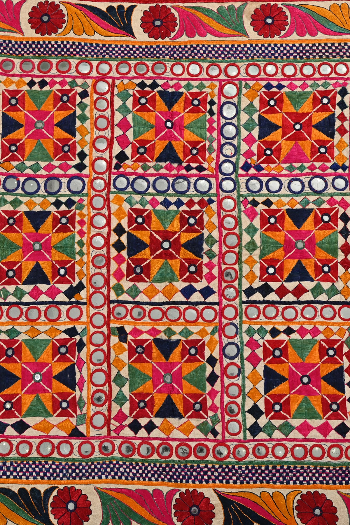Nine panel mirrorwork wall decor