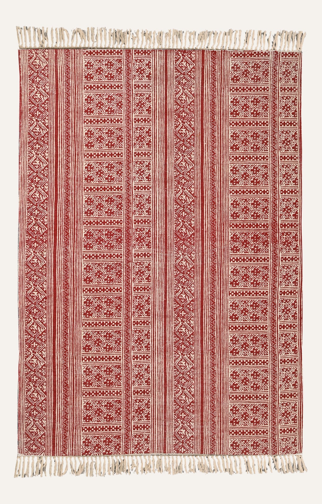 Nordic Stripe Cotton Rug in Red