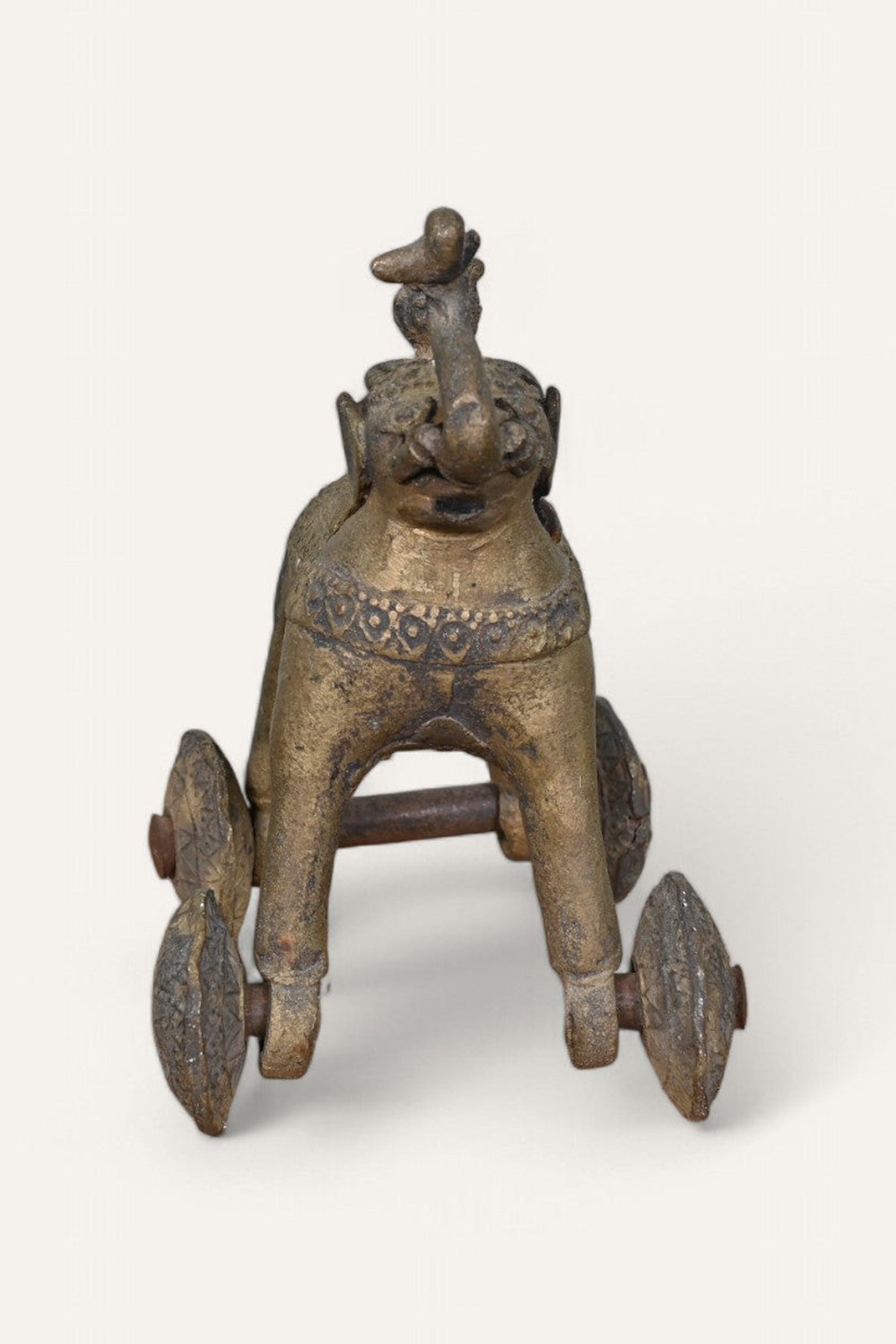 Elephant on Wheels Brass Figurine