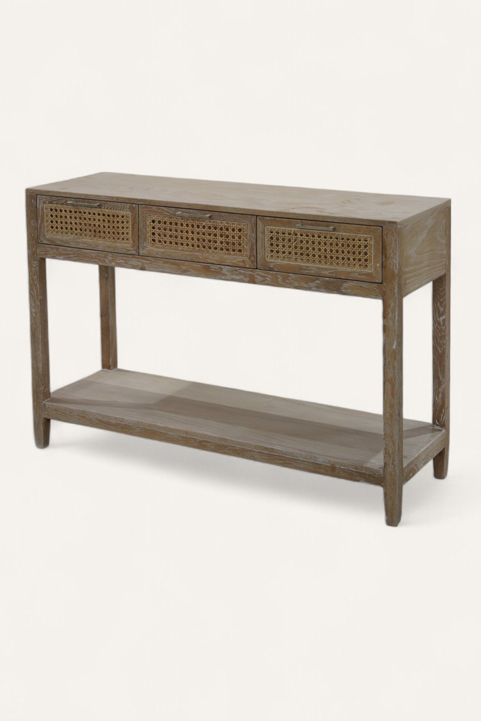 Oak & Cane Console Table with Shelf