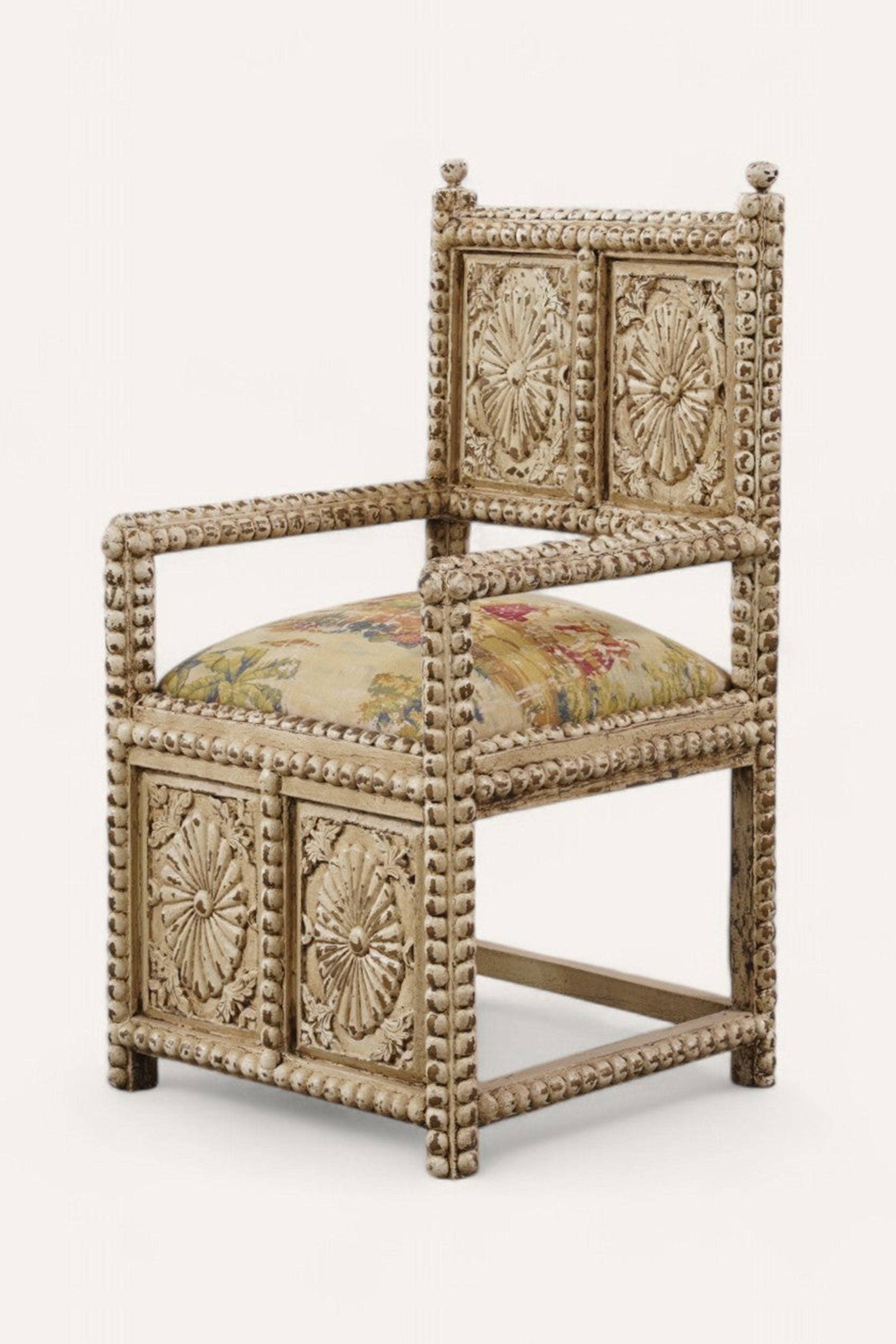 Ornate Teak Wood Armchair