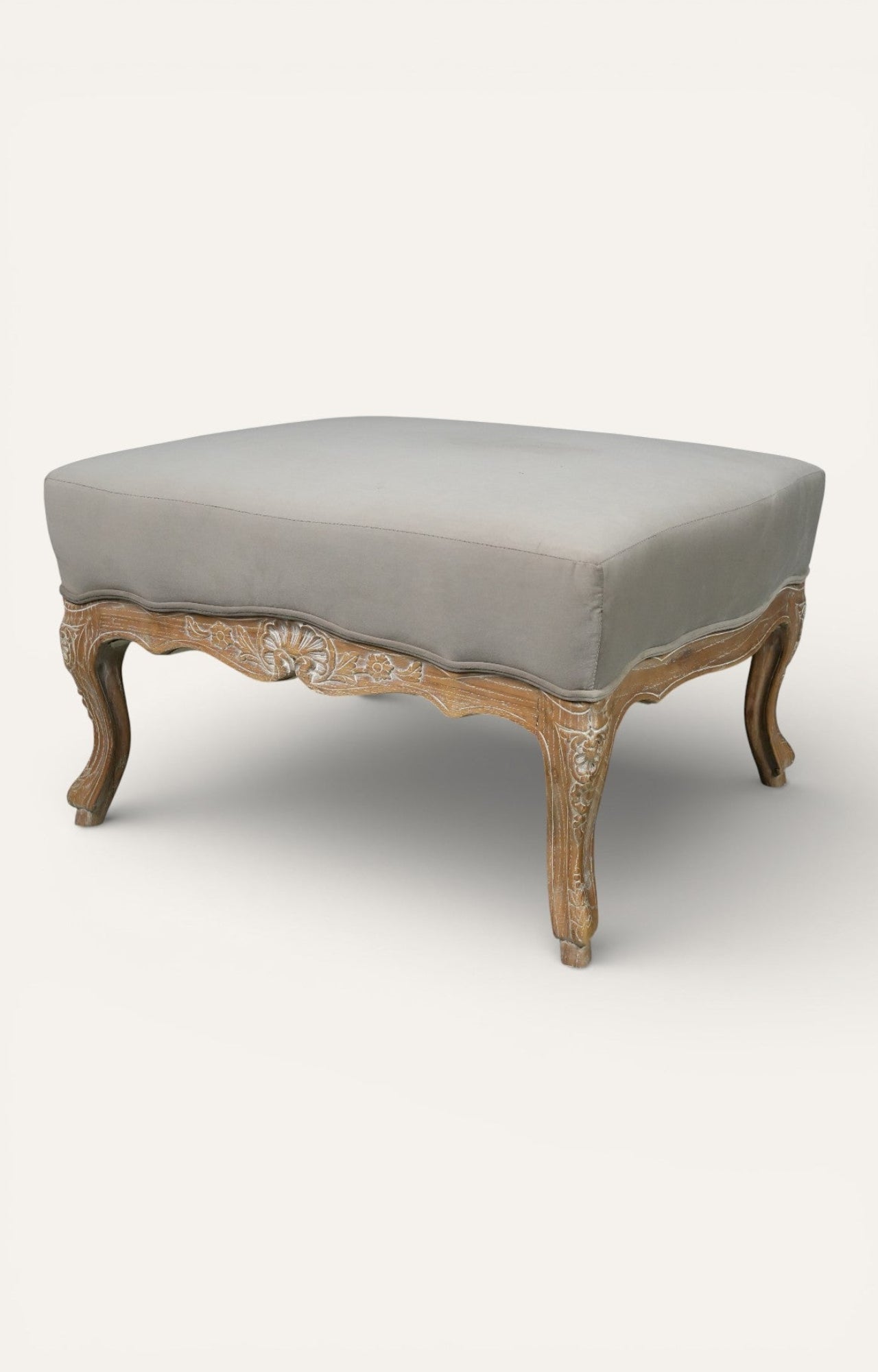 Ottoman in Grey Linen