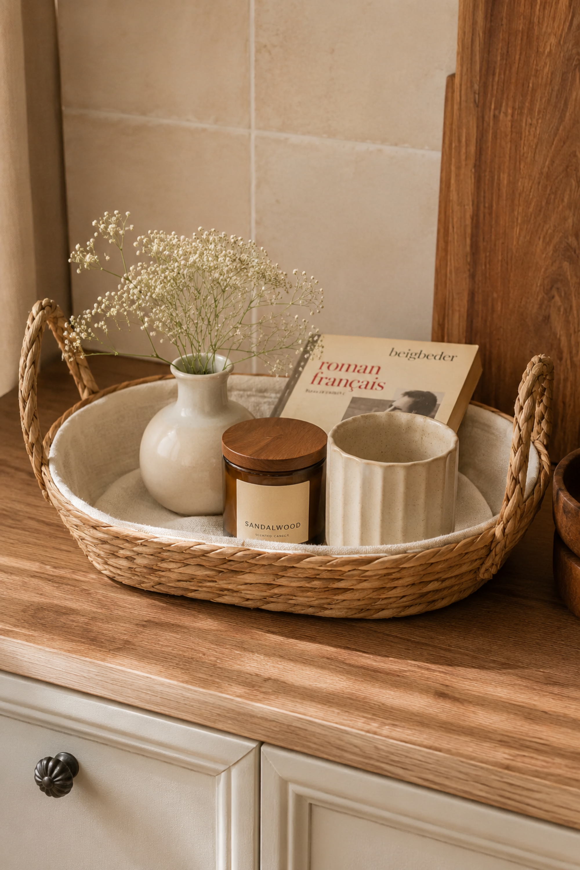 Oval Basket with Fabric Liner