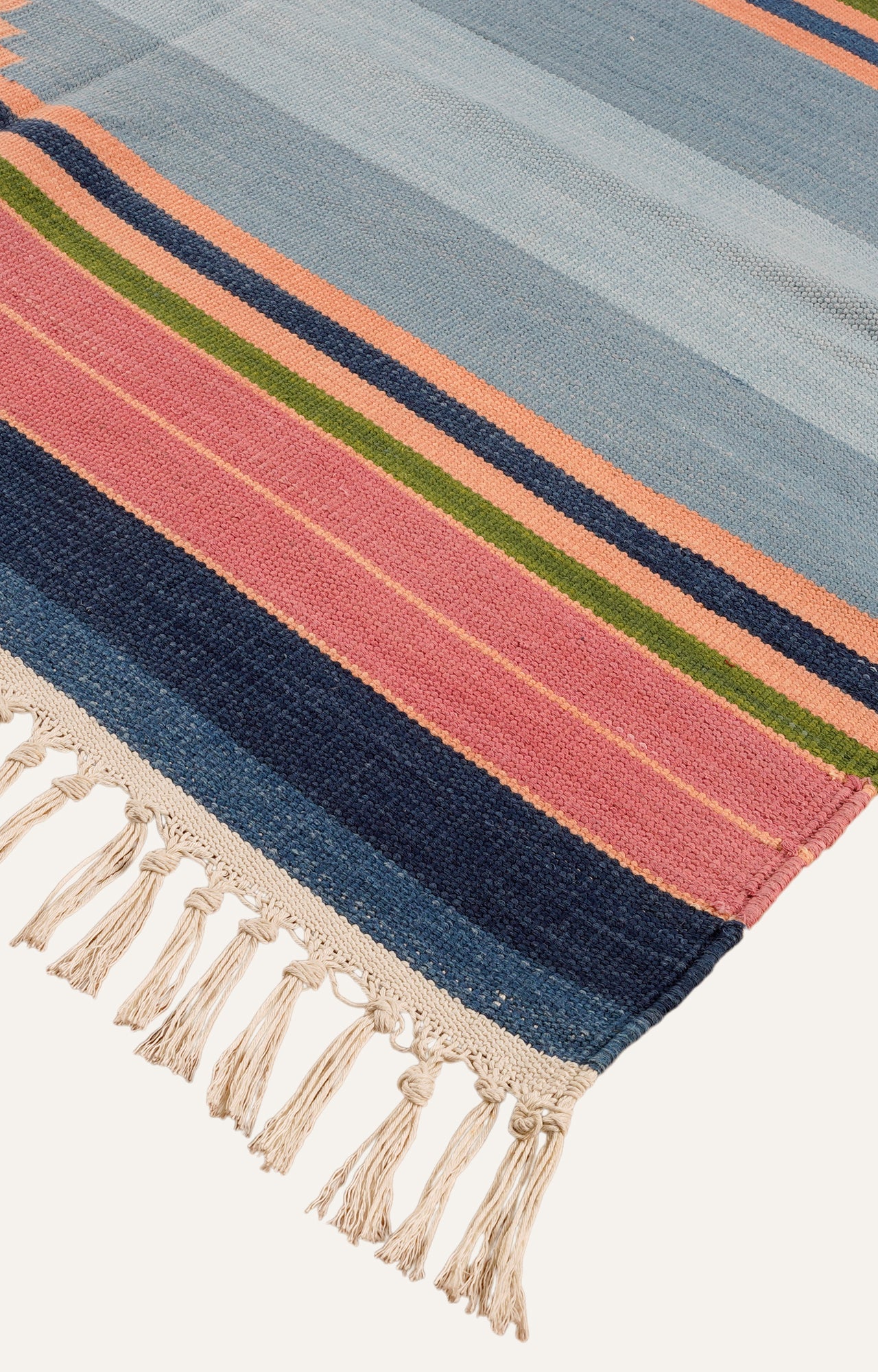 Multicolored striped fabric rug