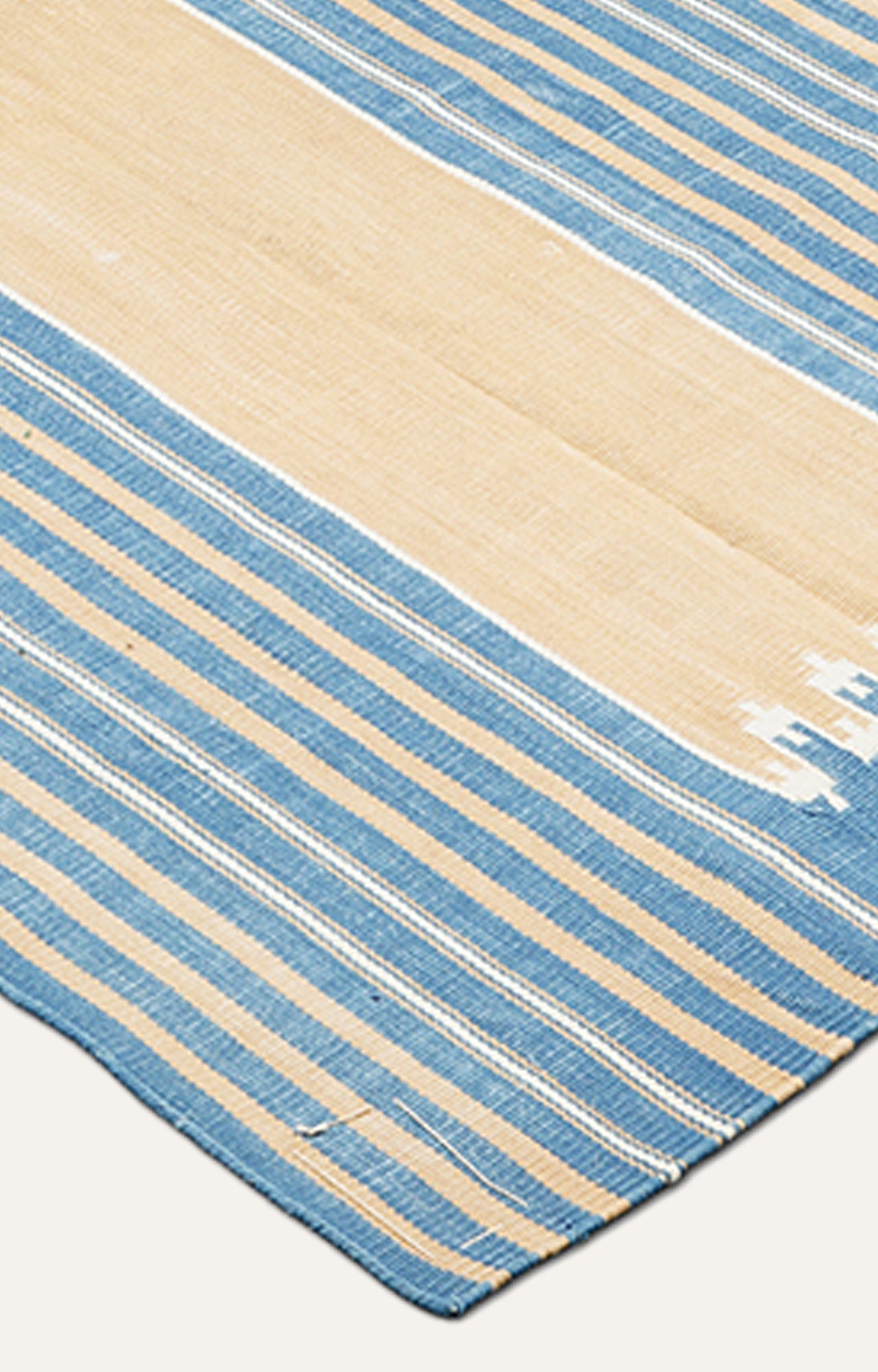 Beige and blue striped rug
