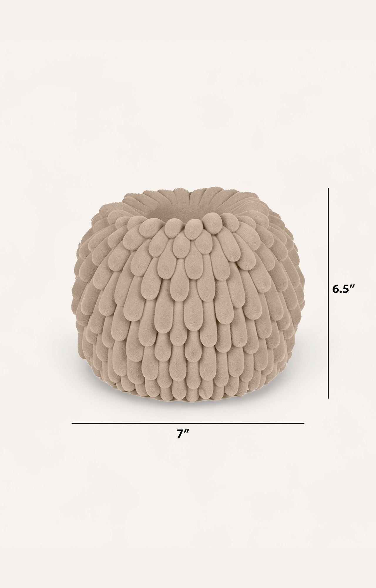 Pair of Velvet upholstered Fuzzy Cactus Vases_size