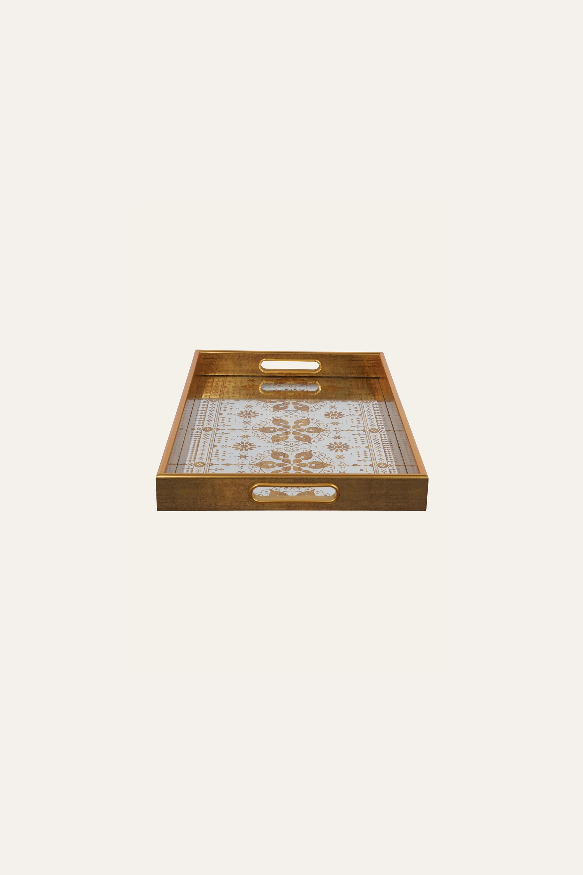 Premium glass tray with floral artwork