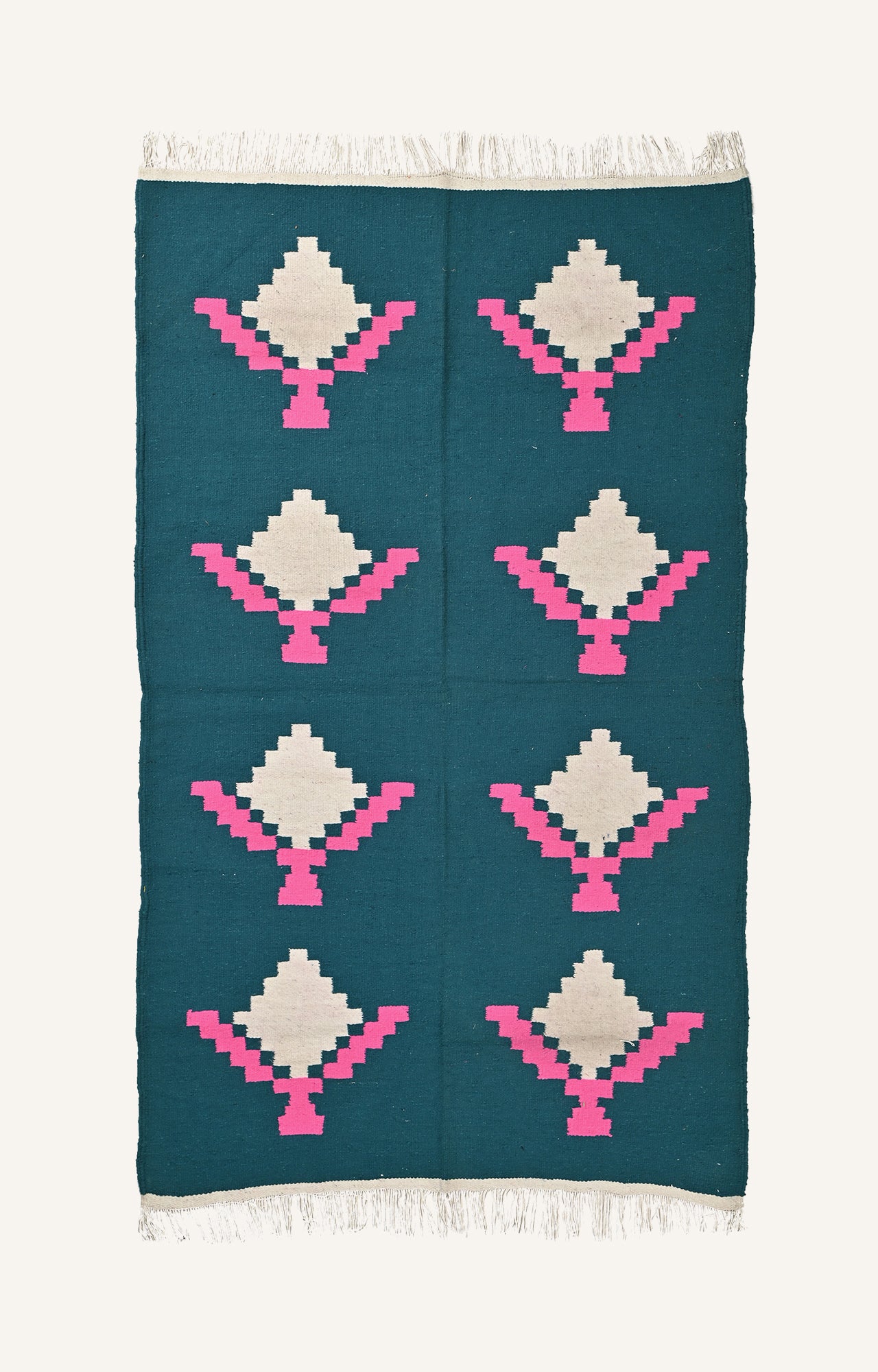 Punjabi Dhurrie with Diamonds Motifs