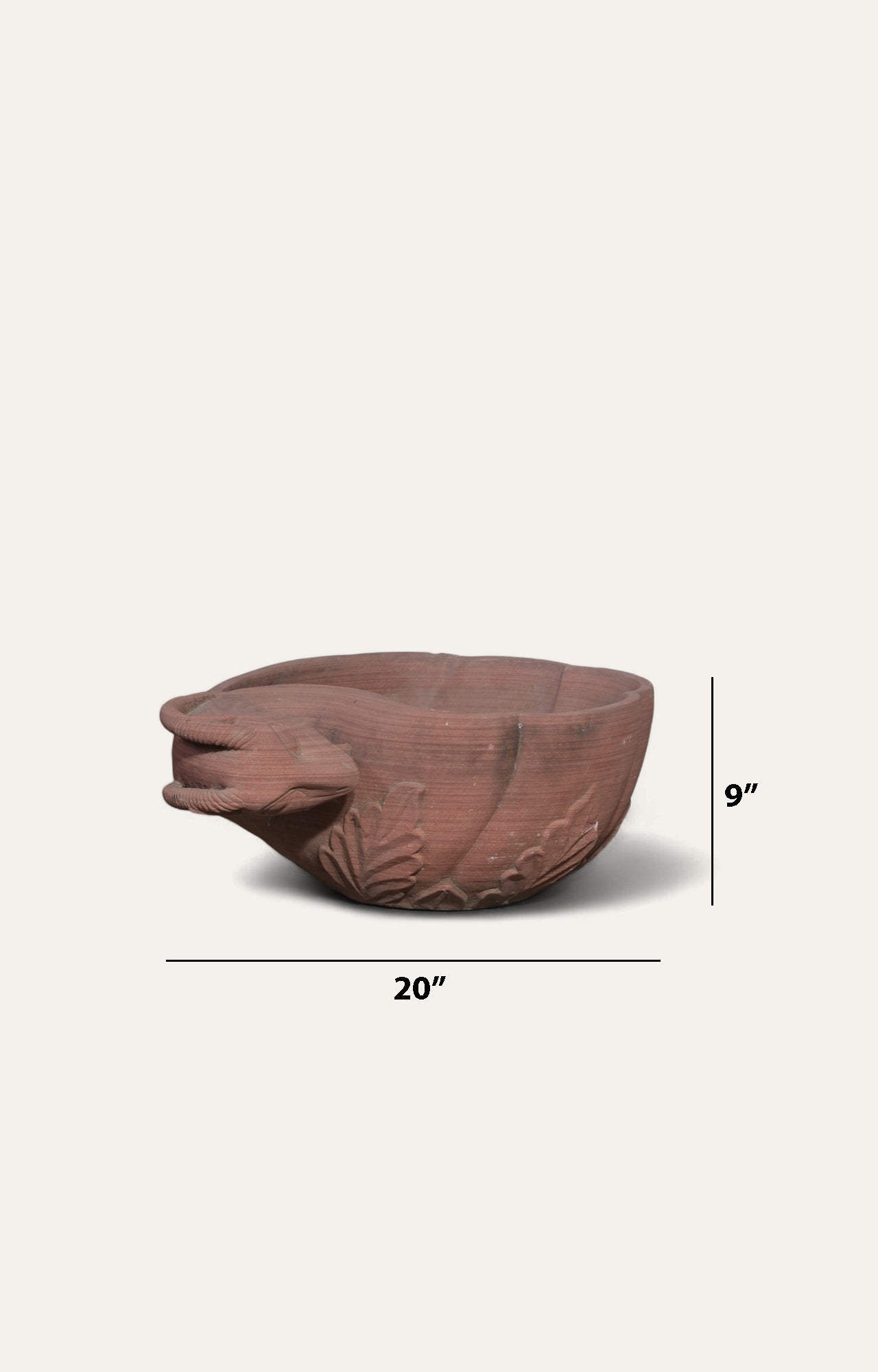 Rams Heads Red Stone Planter_size