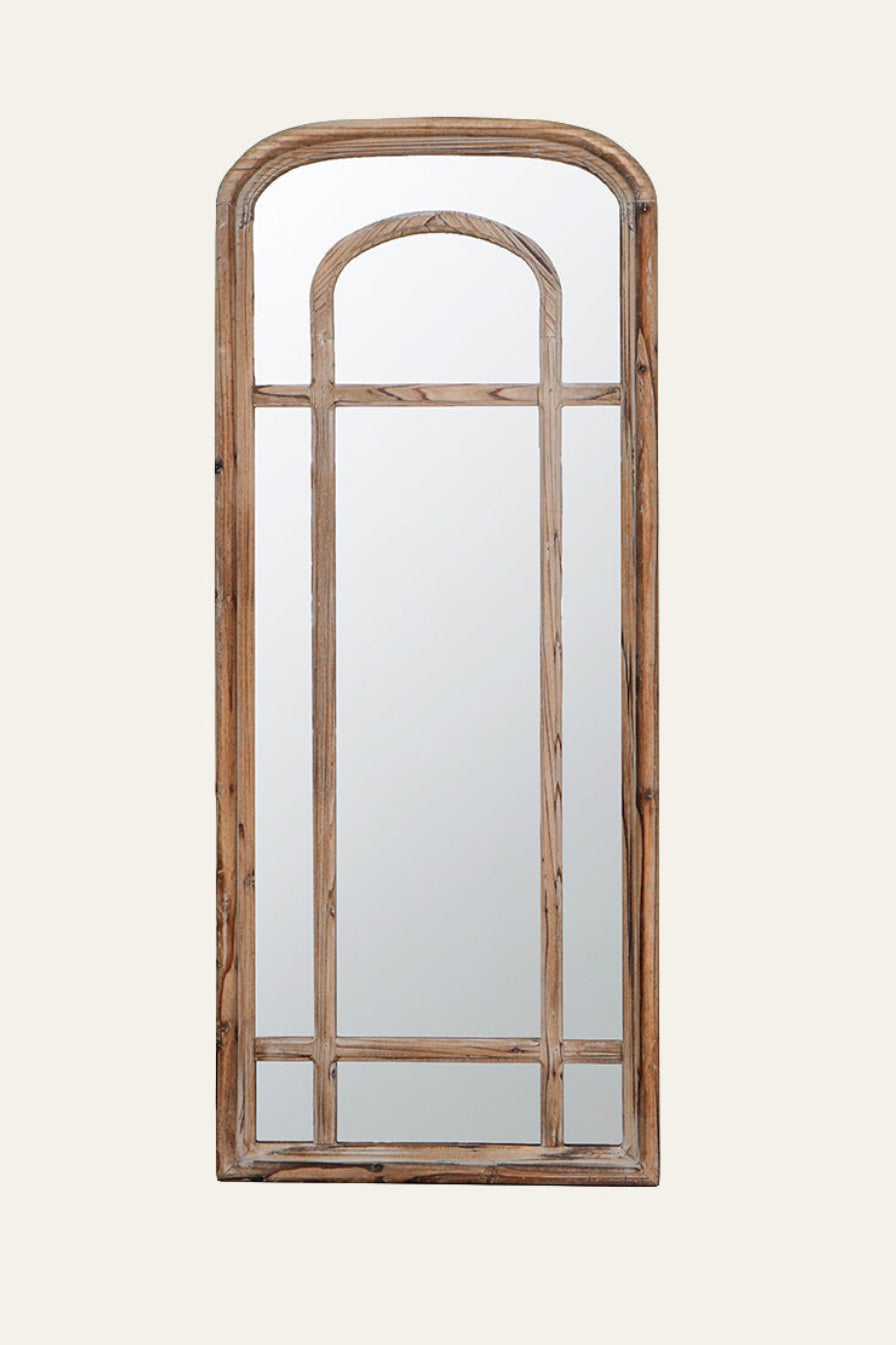 Rectangular Wooden Wall Mirror with Rounded Edges