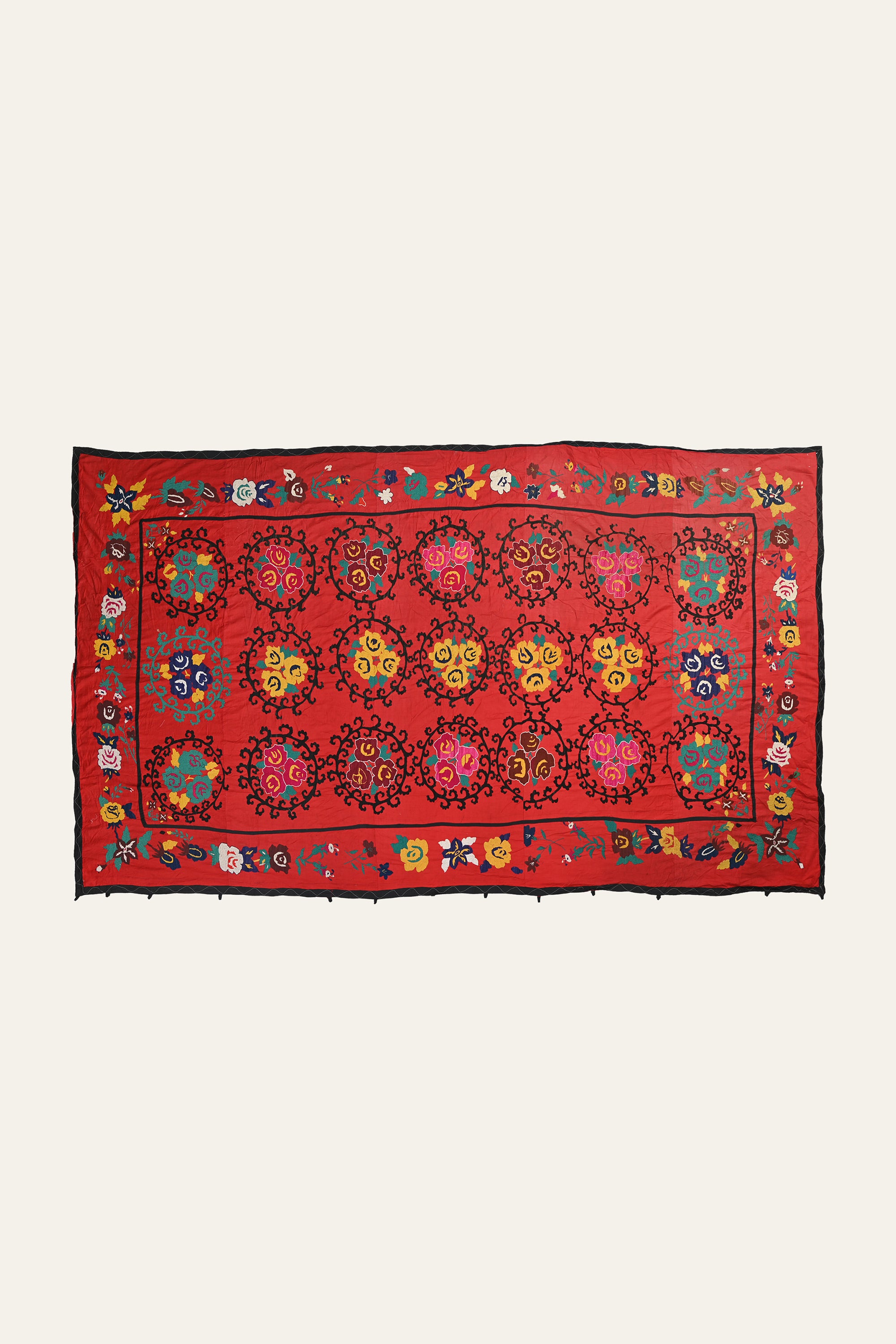 Red Floral Suzani wall hanging