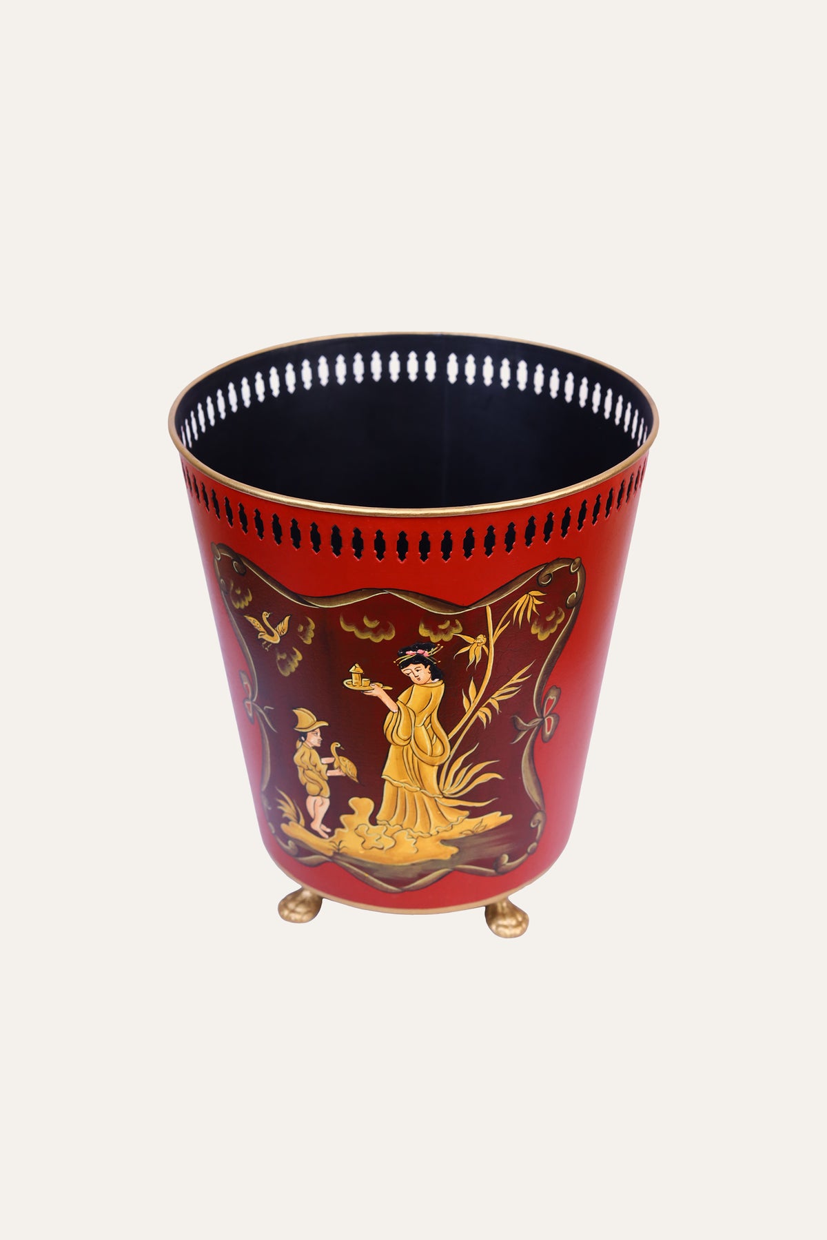 Red Metal Waste Bin