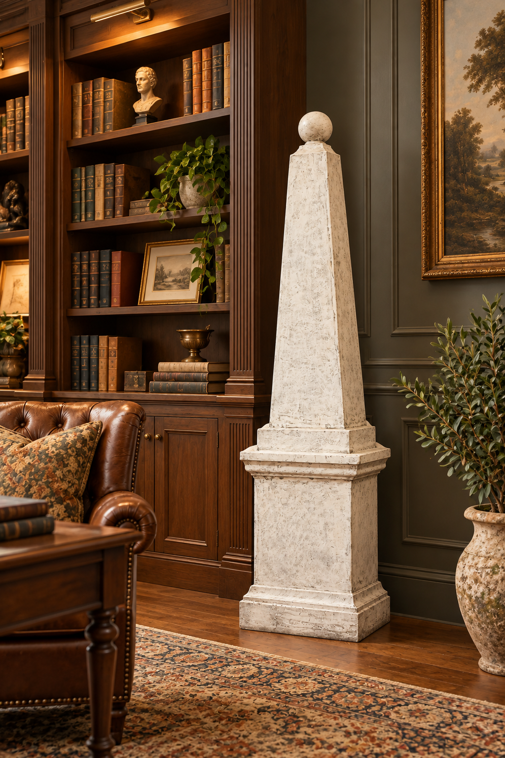 Tall White Obelisk on Stepped Base