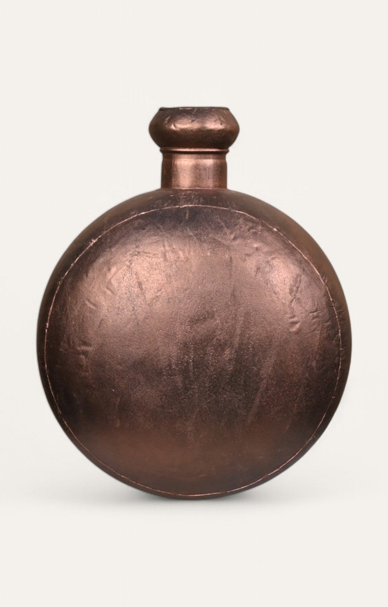Round Metal Bottle Vase with Burnished Bronze Finish