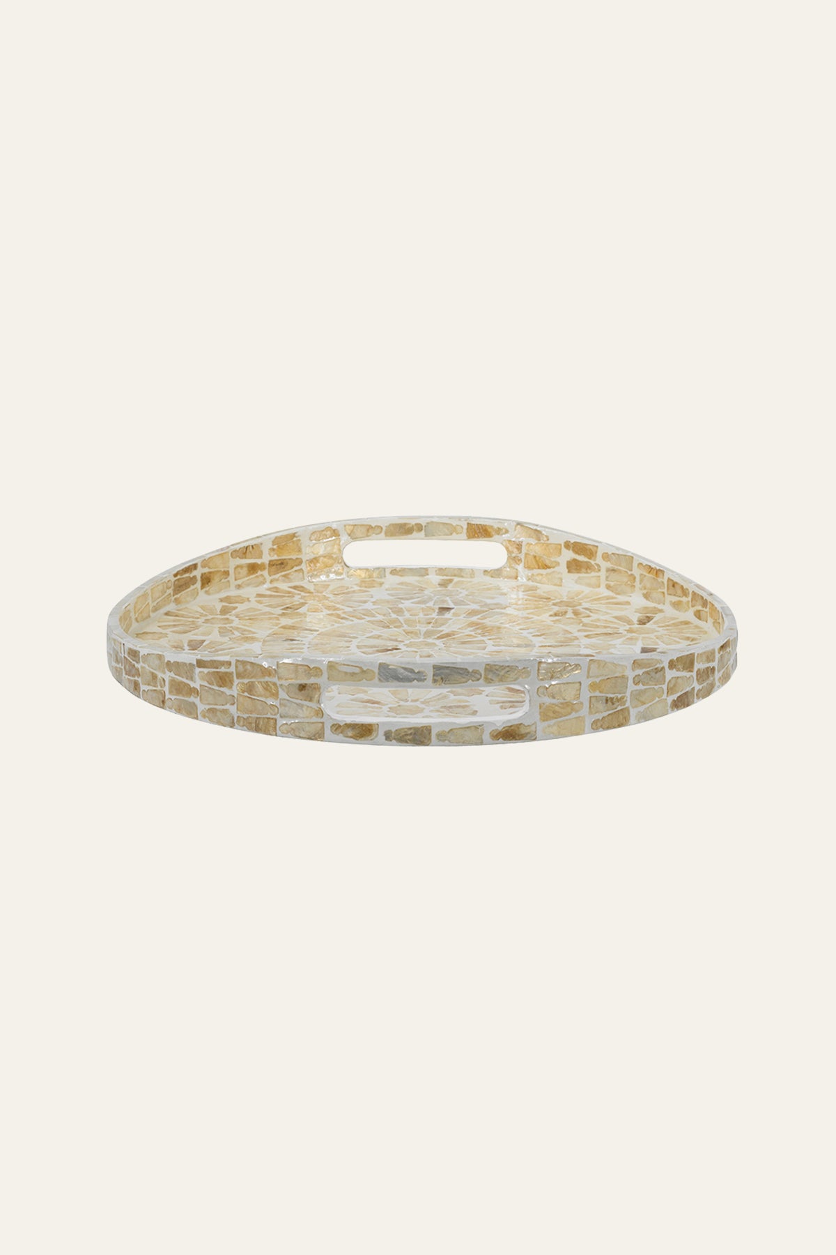 Round mosaic serving tray for home decor