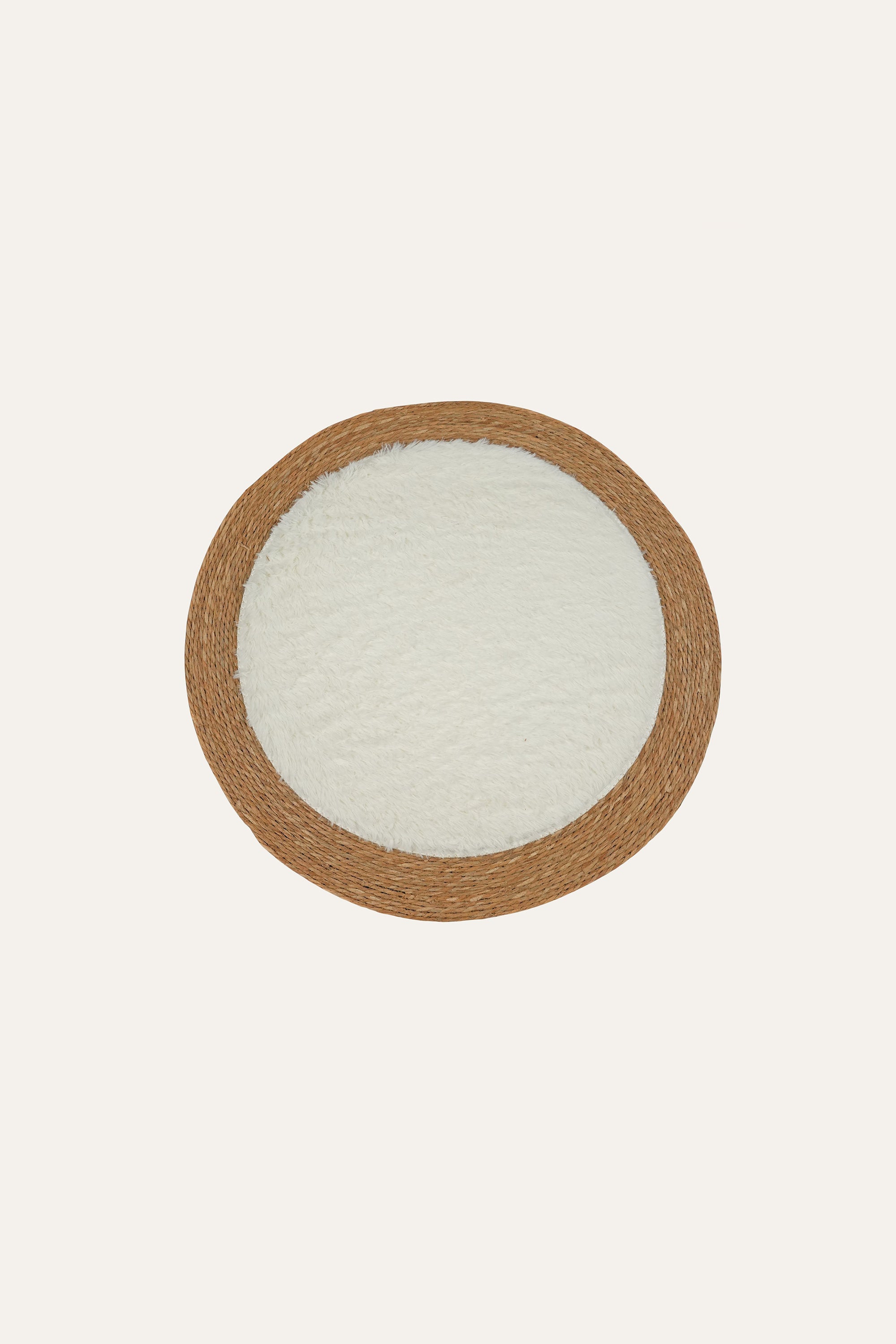 Round straw cotton woven mat small for home décor