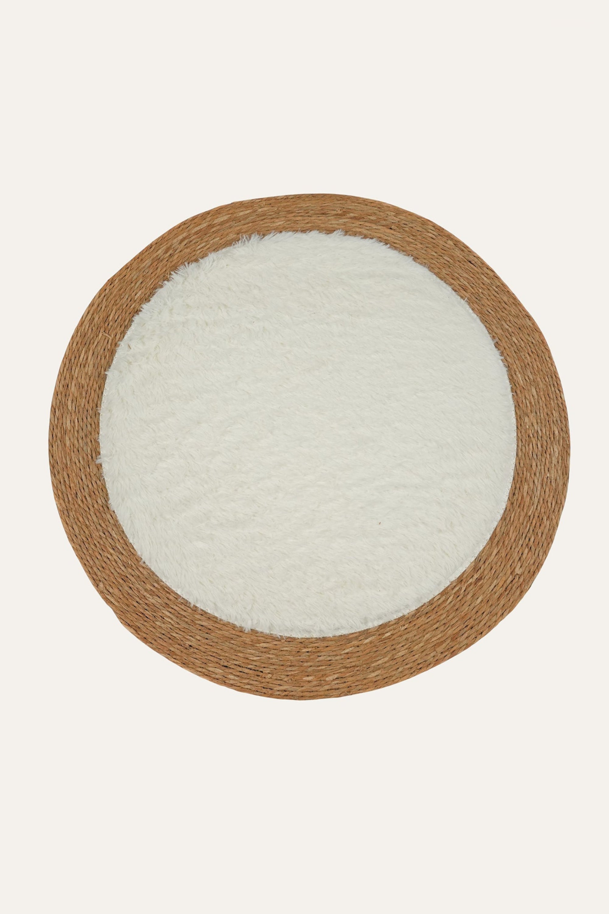 Round straw cotton woven mat small for home décor