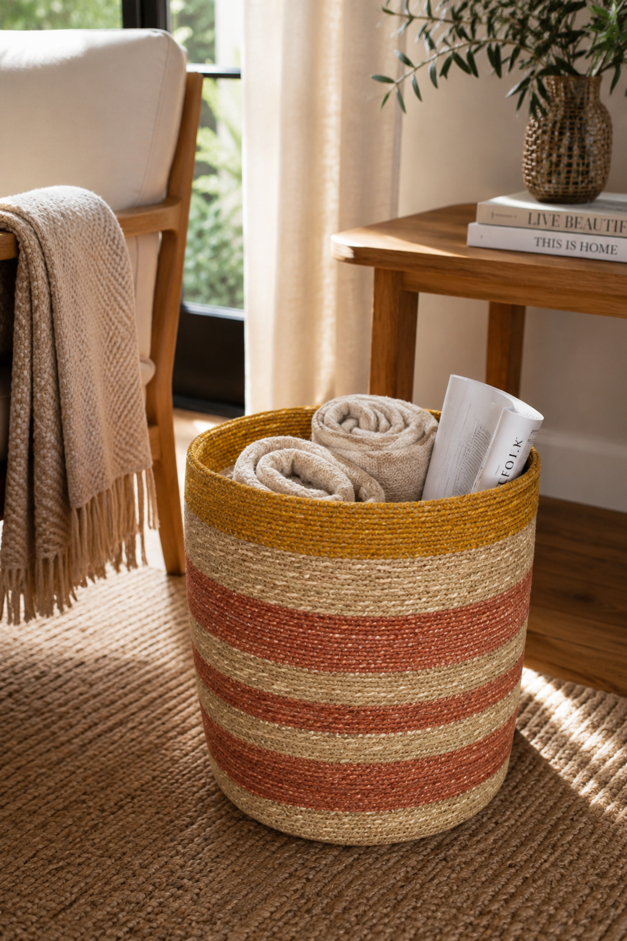 Rust-Striped Seagrass Deep Basket