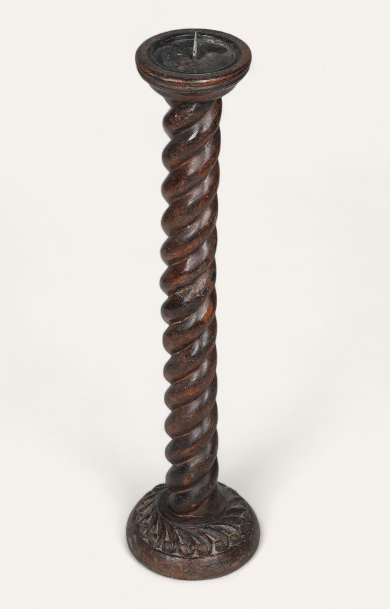 Rust Helix Wooden Candle Stand