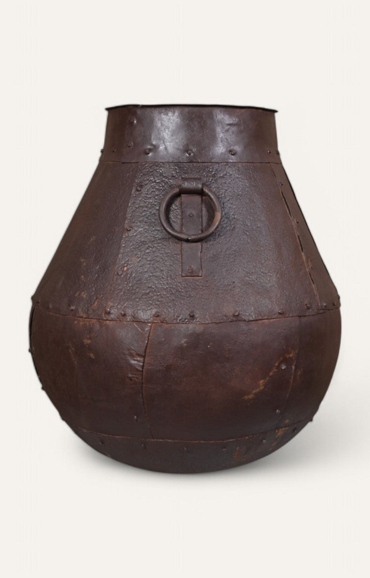 Rustic Iron Wide-Base Metal Vase