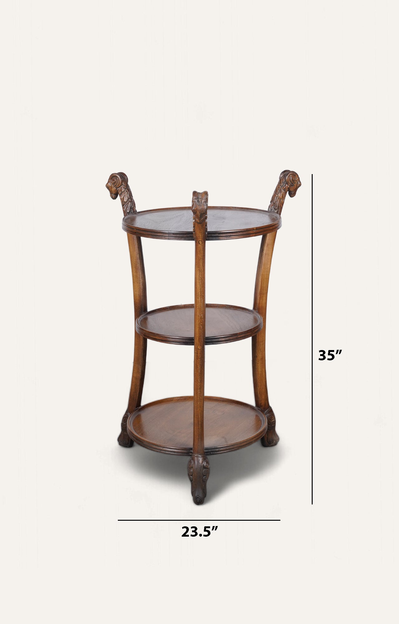 Rustic Wooden 3-Tier Tray Stand_size