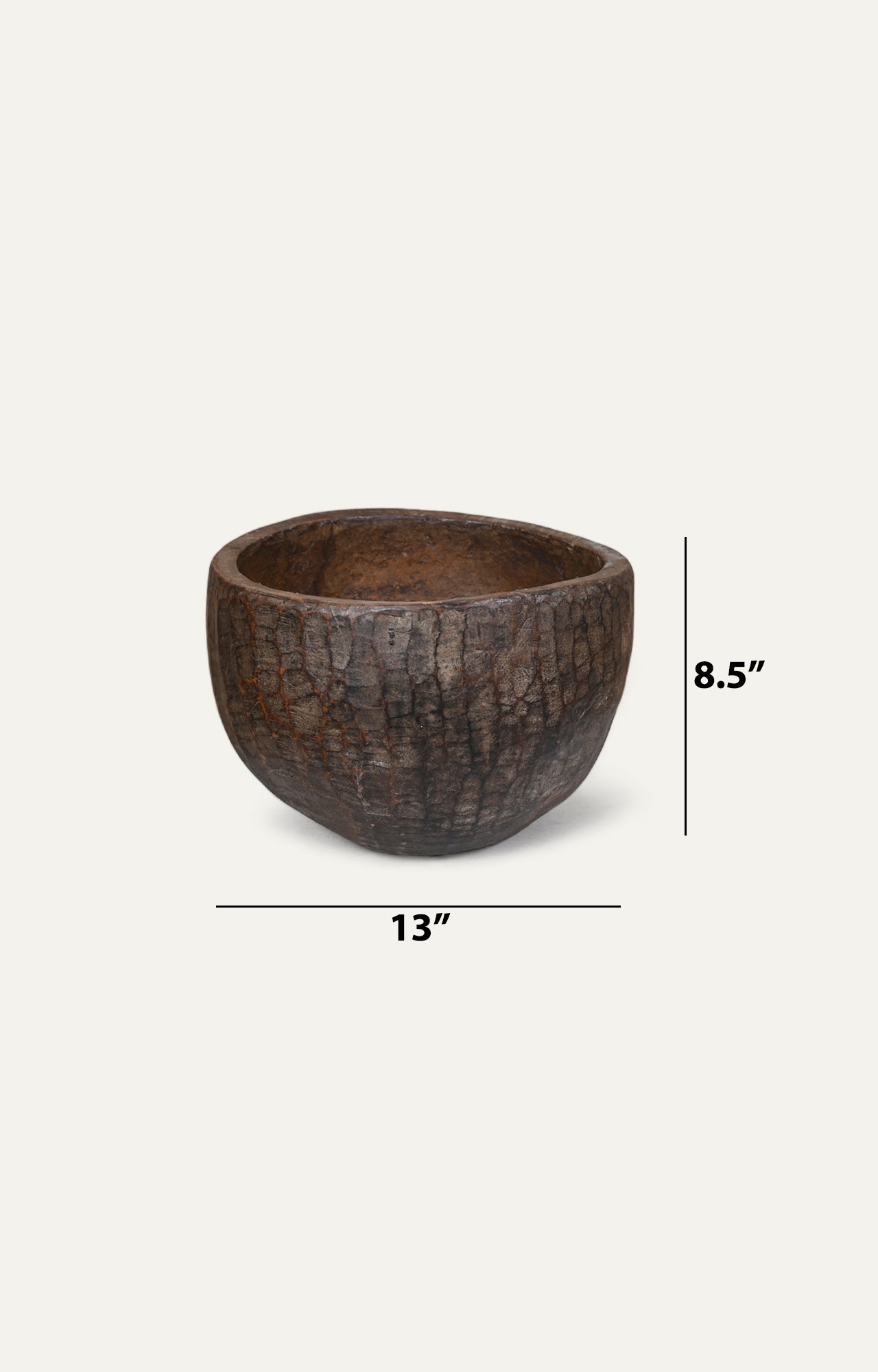 Rustic Wooden Bowl with Tree Bark Detail_size