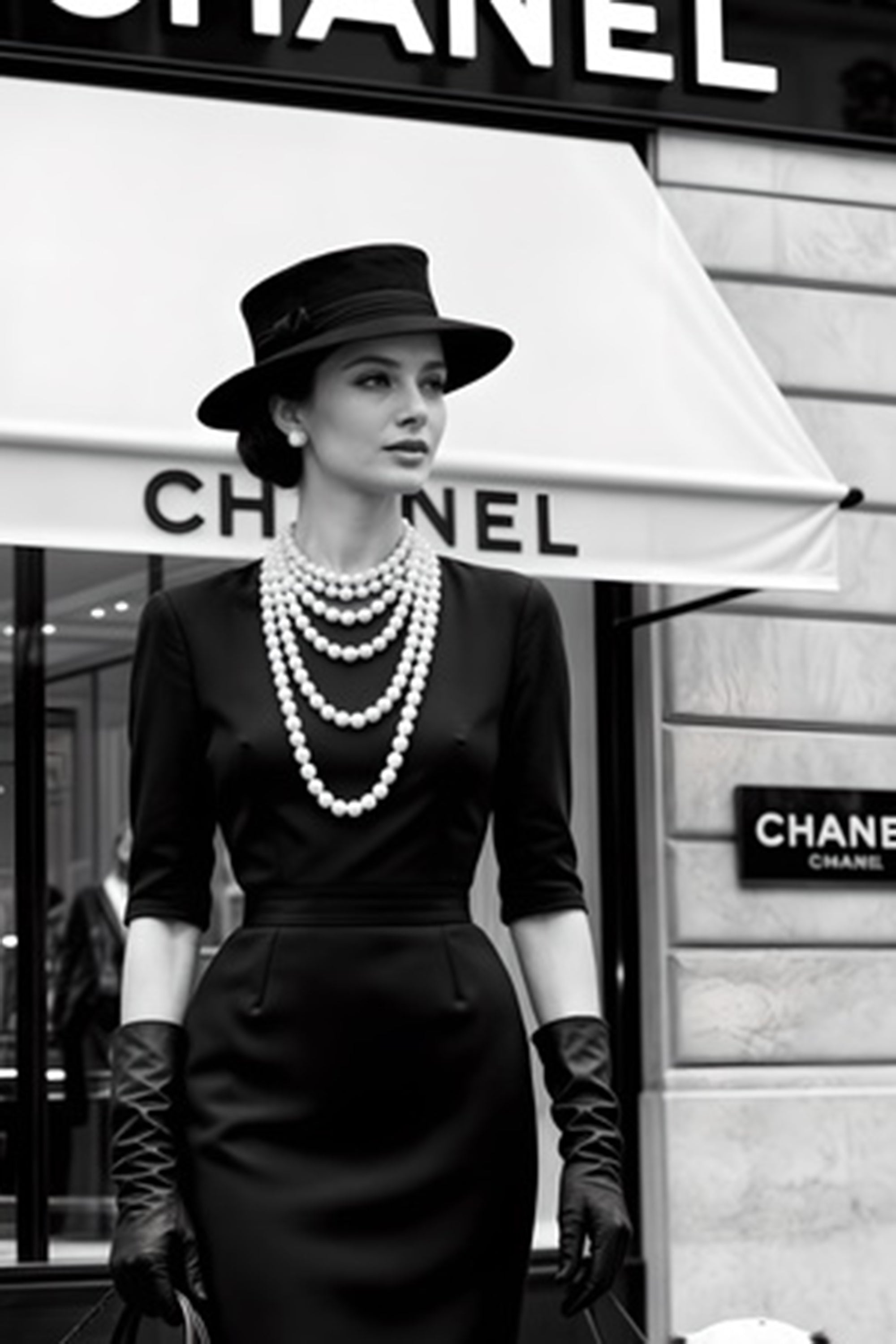 Woman in a black dress