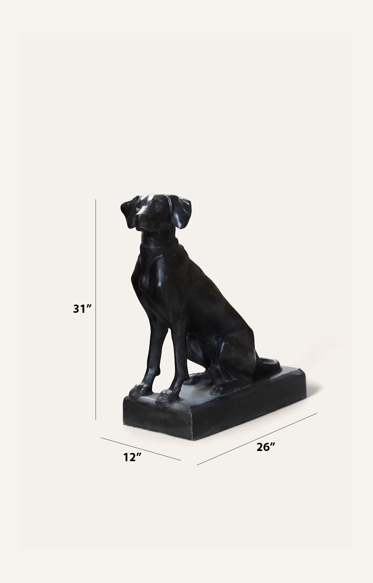Life-Sized Guardian Labrador – Black Resin Sculpture