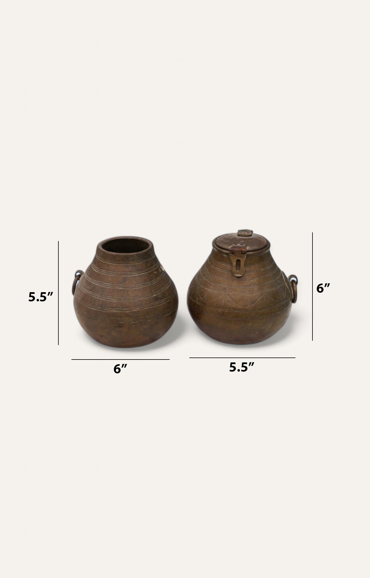 Artisan’s Tale Traditional Handcrafted Brass Pots Home Décor Set of 2