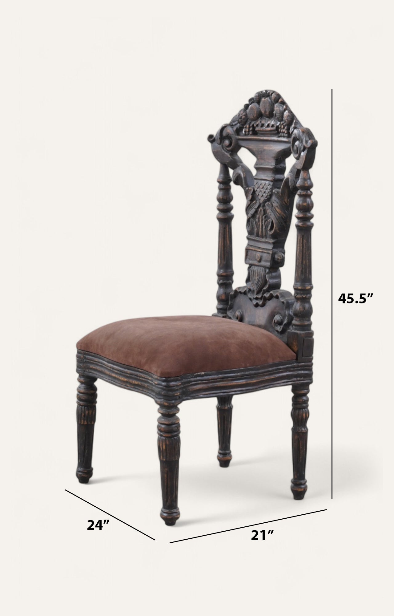 Vintage Wooden Hand-Carved Dining Chair