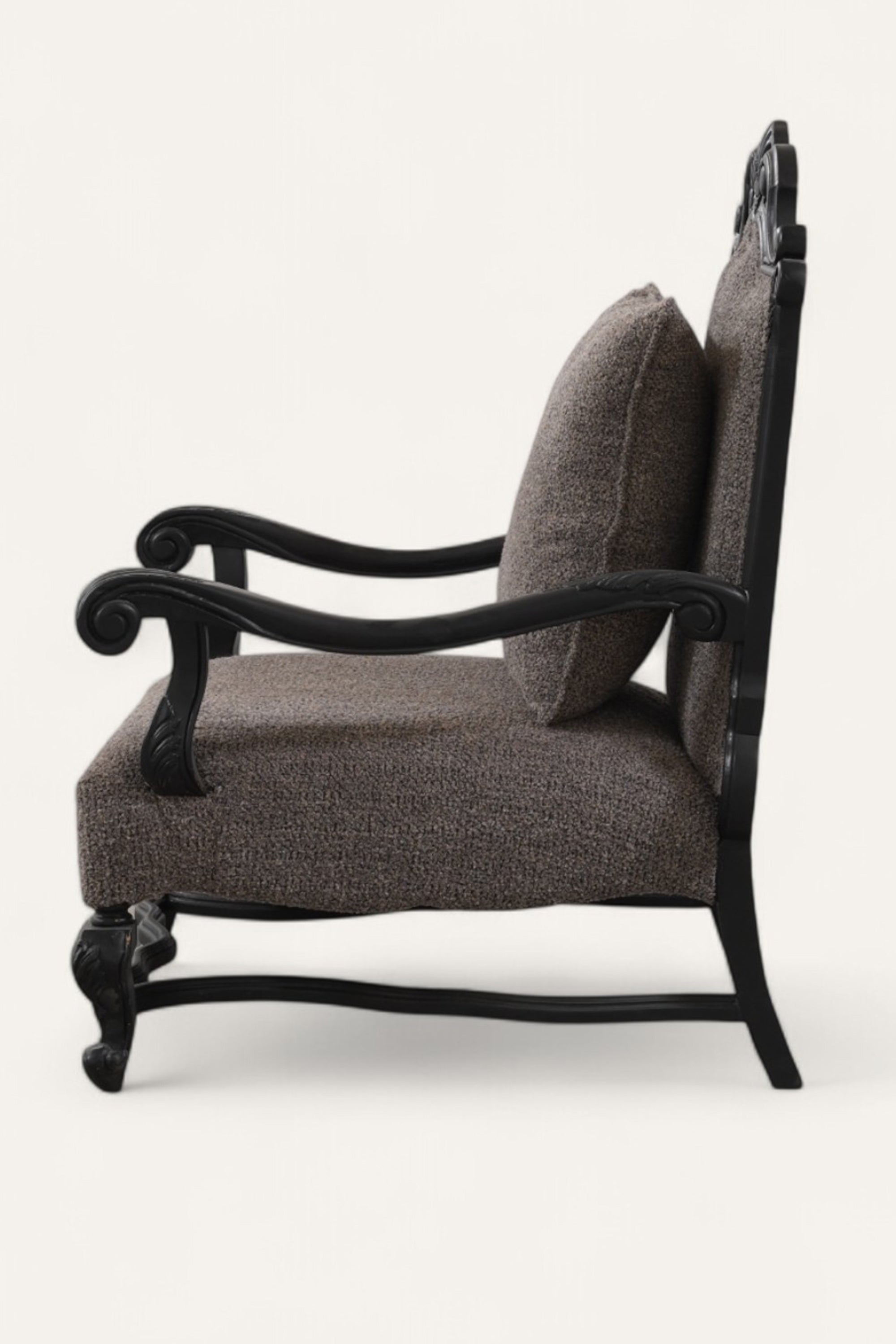 Linen Black Lounge Chair with Cushion