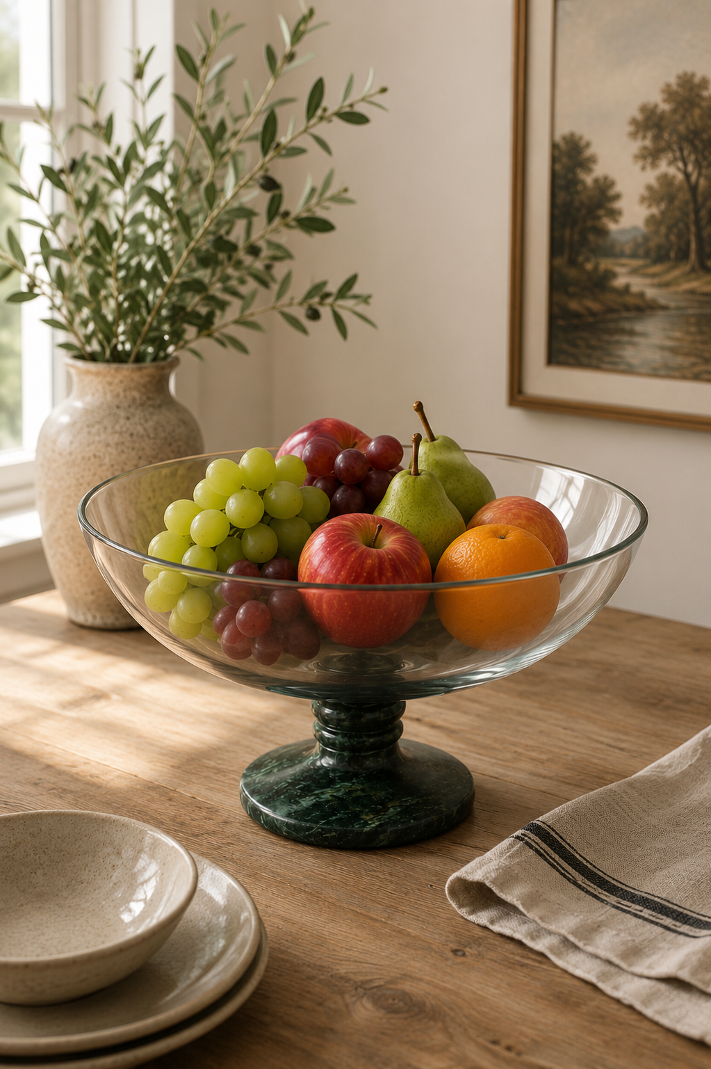 Classy Fruit Bowl with Jade Quartz Base